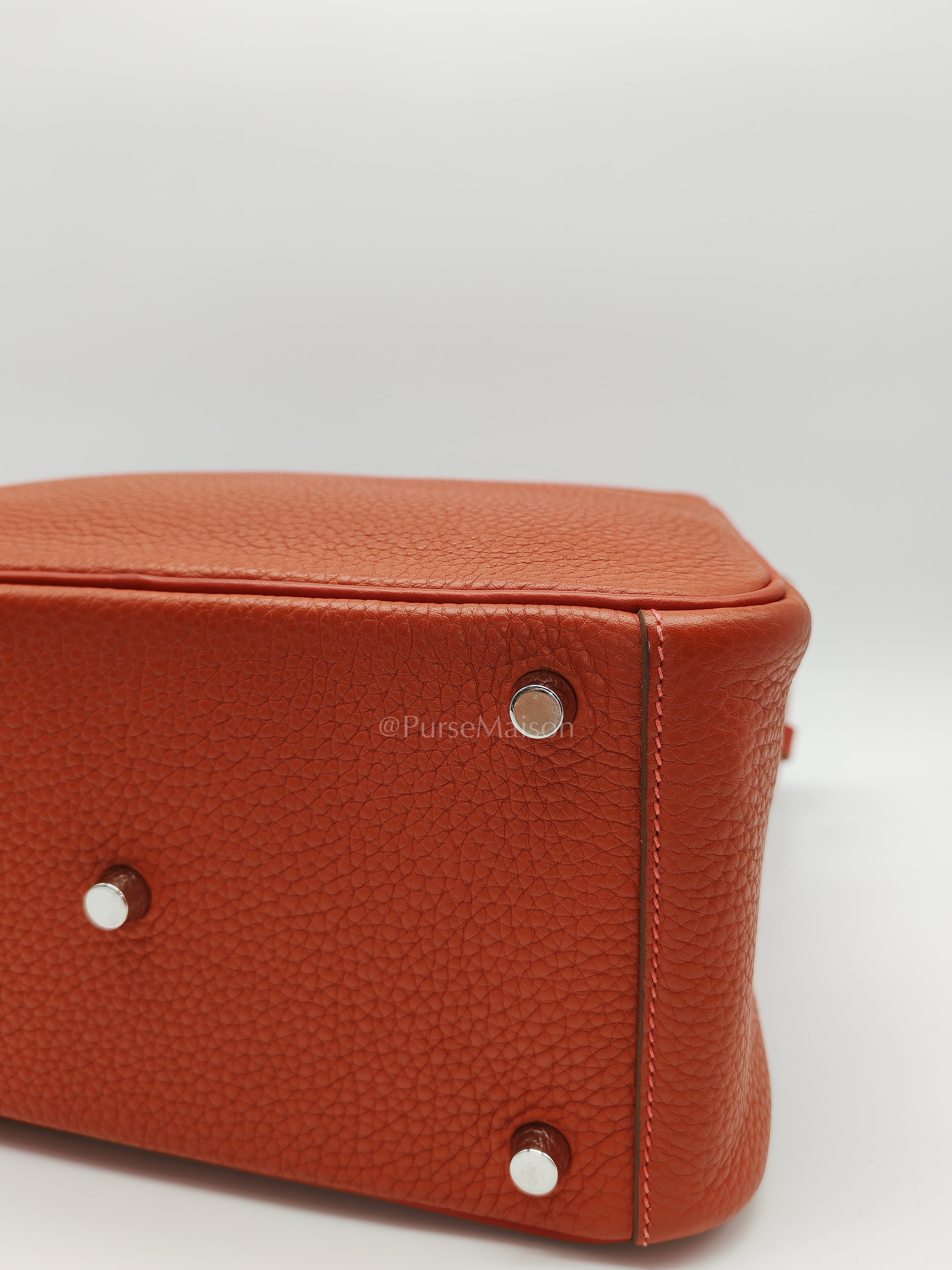 Lindy 26 in Sanguine Clemence Leather and Palladium Hardware Square P (2012) | Purse Maison Luxury Bags Shop