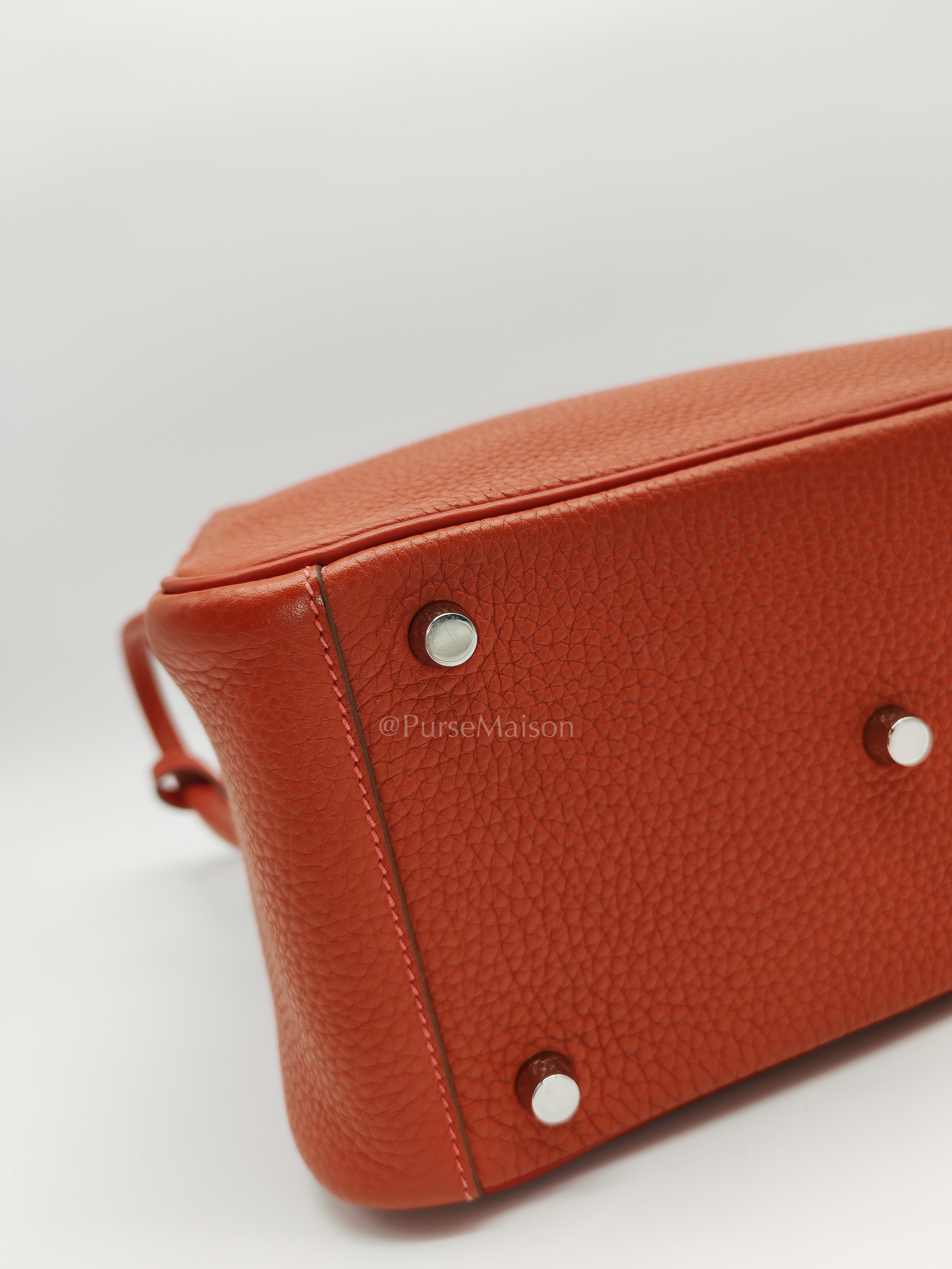Lindy 26 in Sanguine Clemence Leather and Palladium Hardware Square P (2012) | Purse Maison Luxury Bags Shop