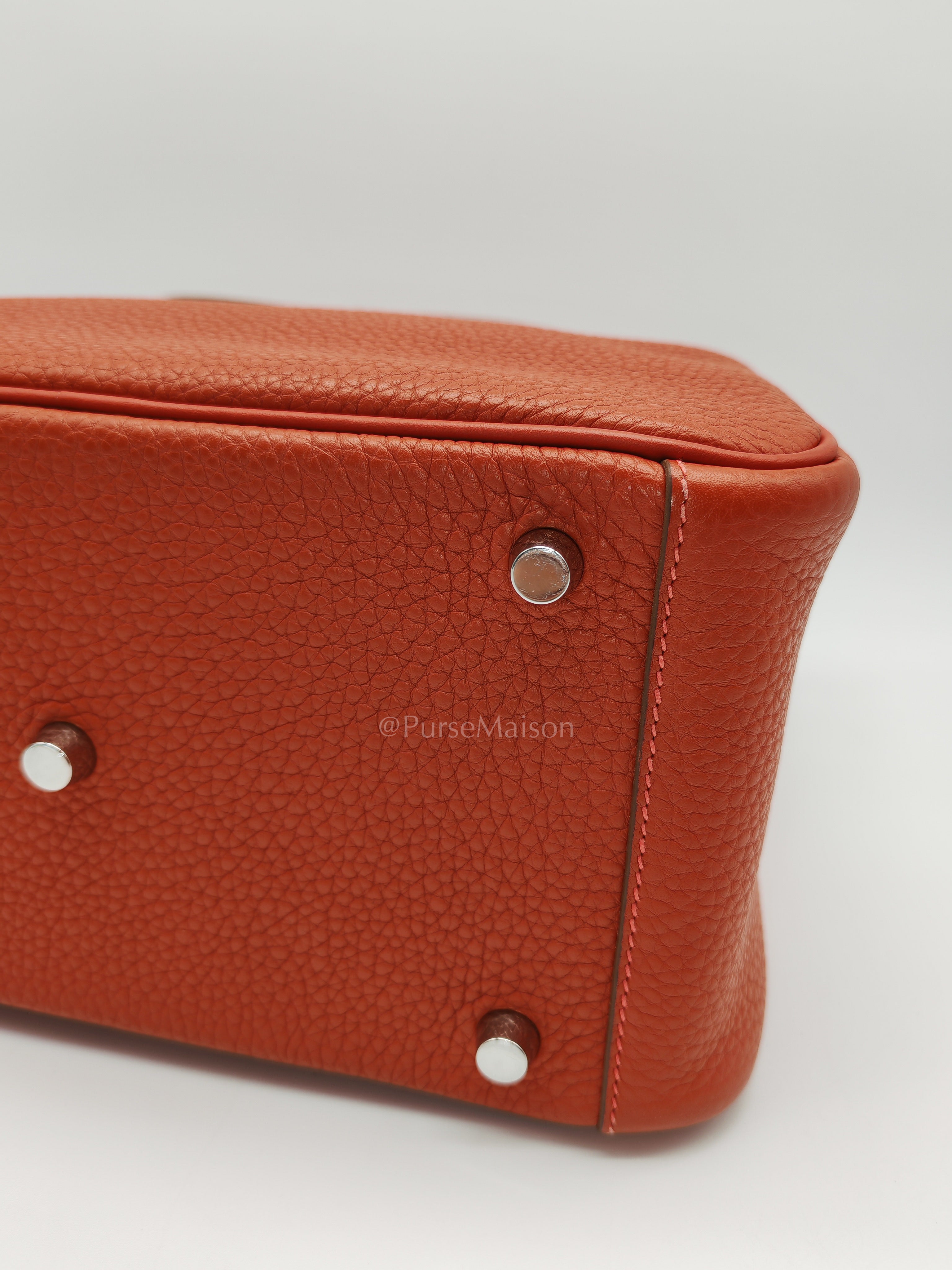 Lindy 26 in Sanguine Clemence Leather and Palladium Hardware Square P (2012) | Purse Maison Luxury Bags Shop
