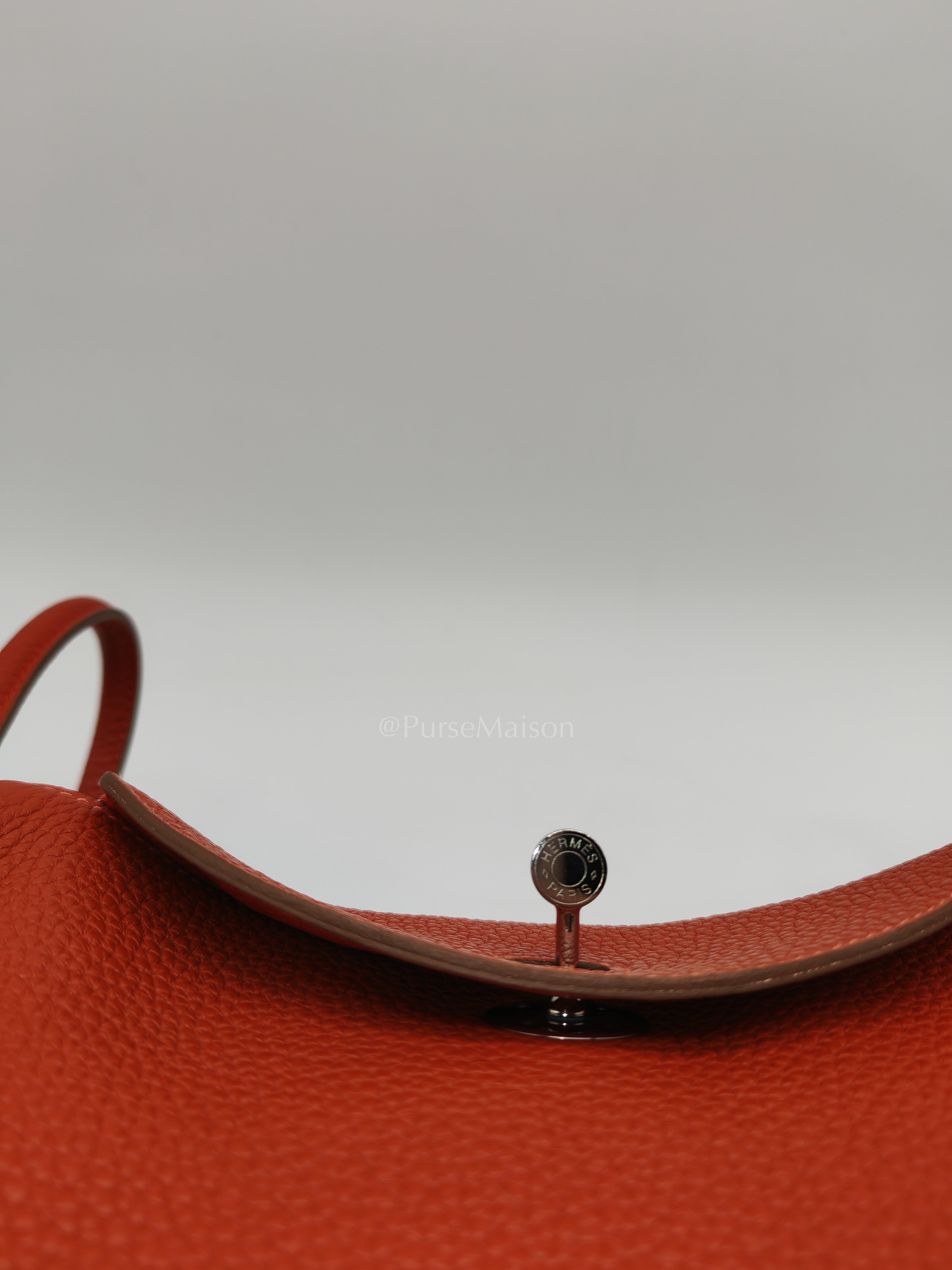 Lindy 26 in Sanguine Clemence Leather and Palladium Hardware Square P (2012) | Purse Maison Luxury Bags Shop