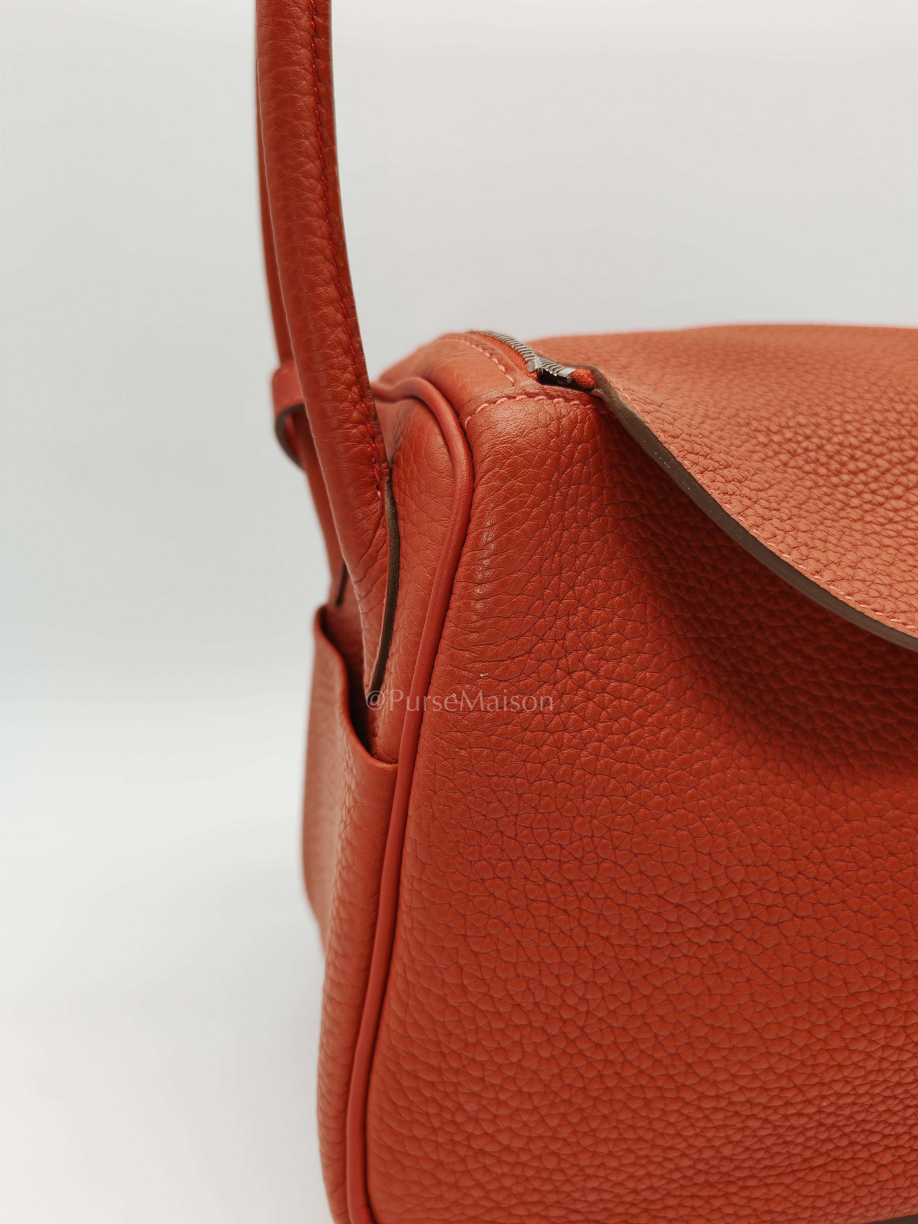 Lindy 26 in Sanguine Clemence Leather and Palladium Hardware Square P (2012) | Purse Maison Luxury Bags Shop