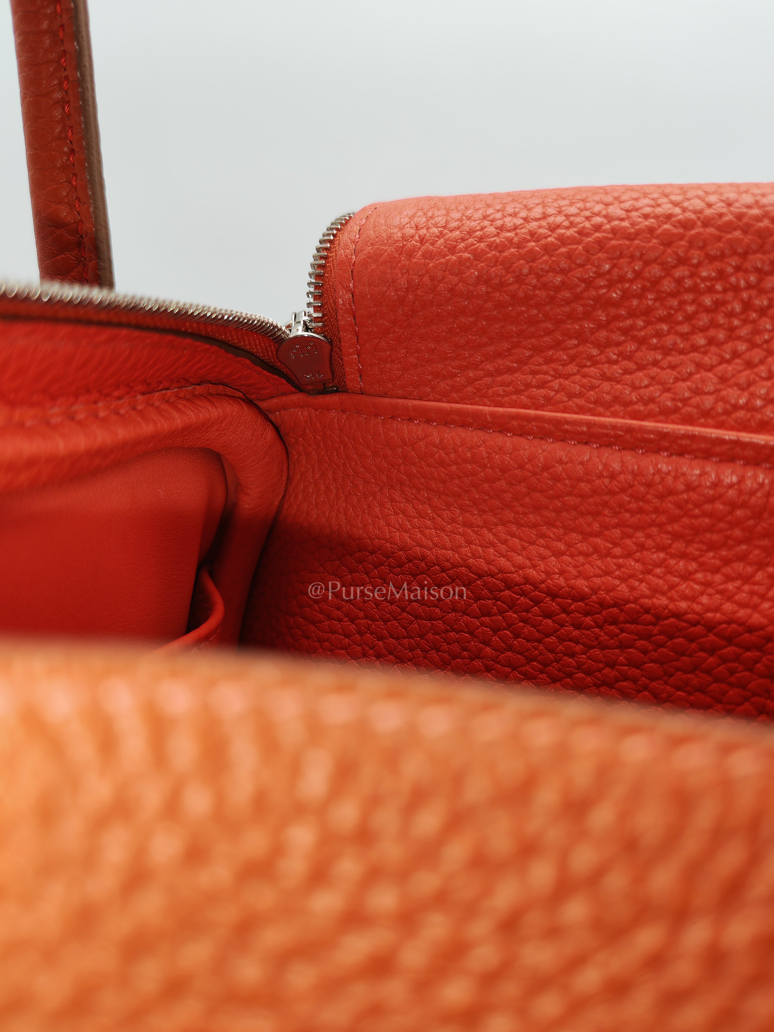 Lindy 26 in Sanguine Clemence Leather and Palladium Hardware Square P (2012) | Purse Maison Luxury Bags Shop