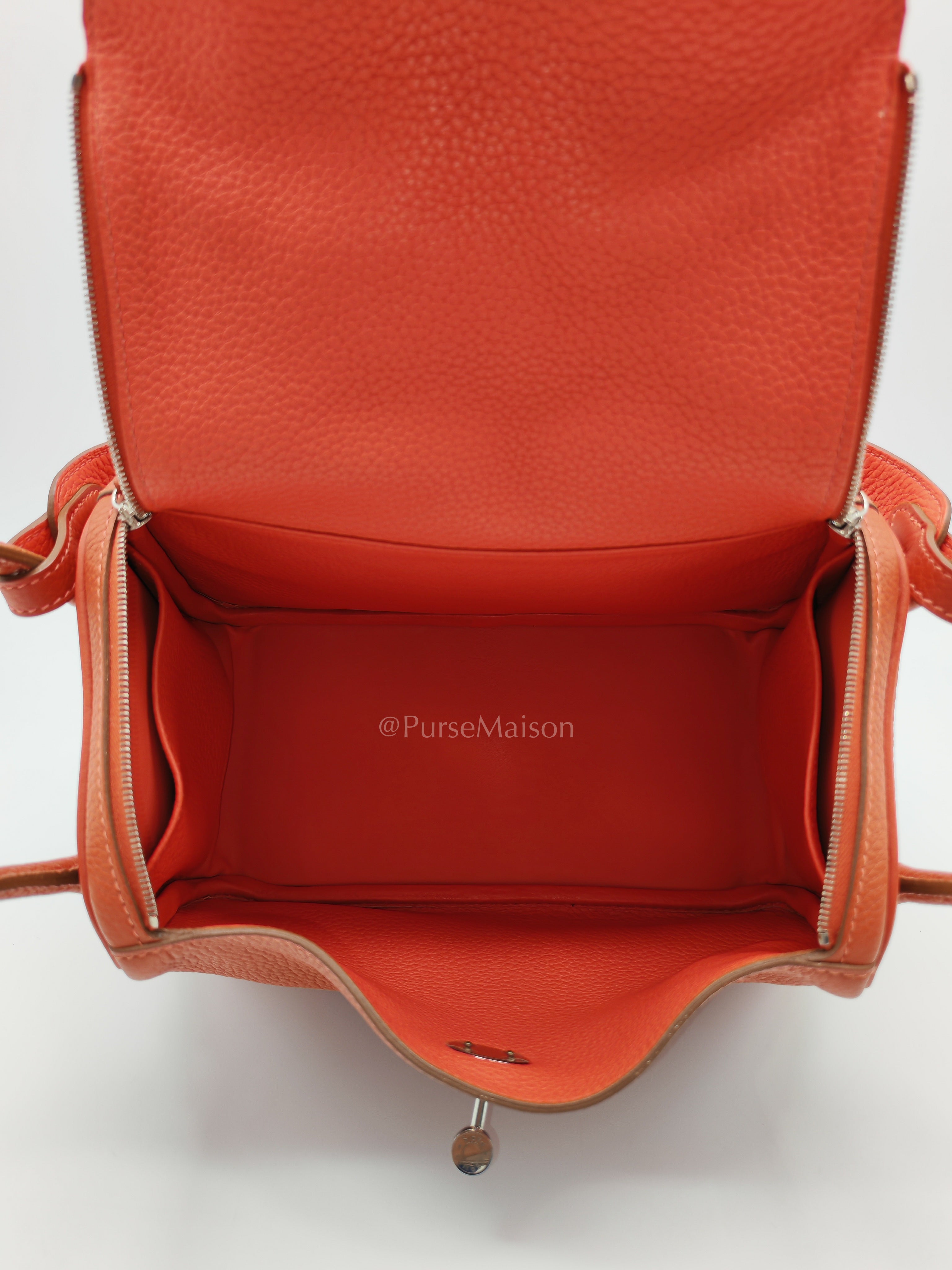 Lindy 26 in Sanguine Clemence Leather and Palladium Hardware Square P (2012) | Purse Maison Luxury Bags Shop