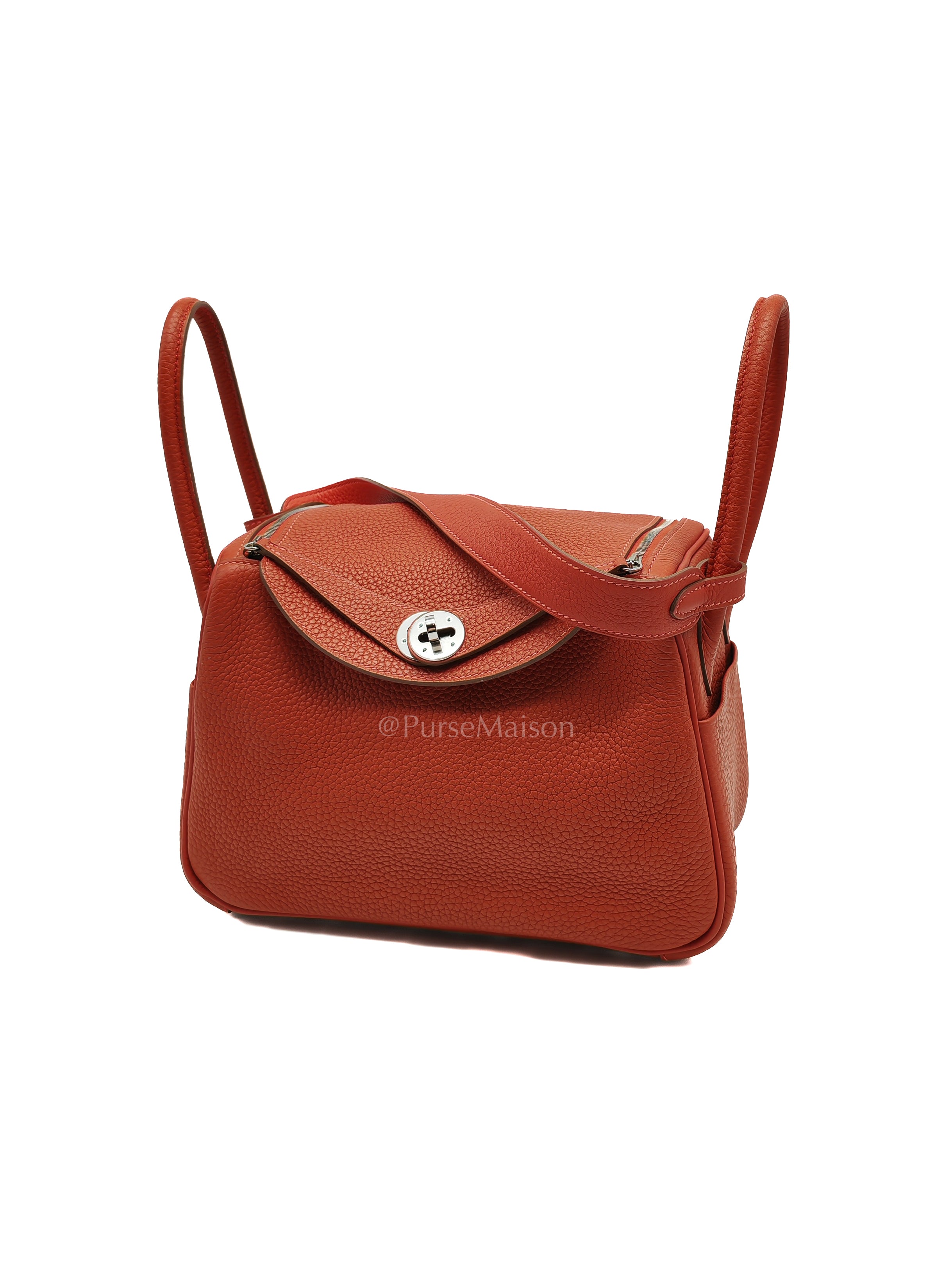 Lindy 26 in Sanguine Clemence Leather and Palladium Hardware Square P (2012) | Purse Maison Luxury Bags Shop