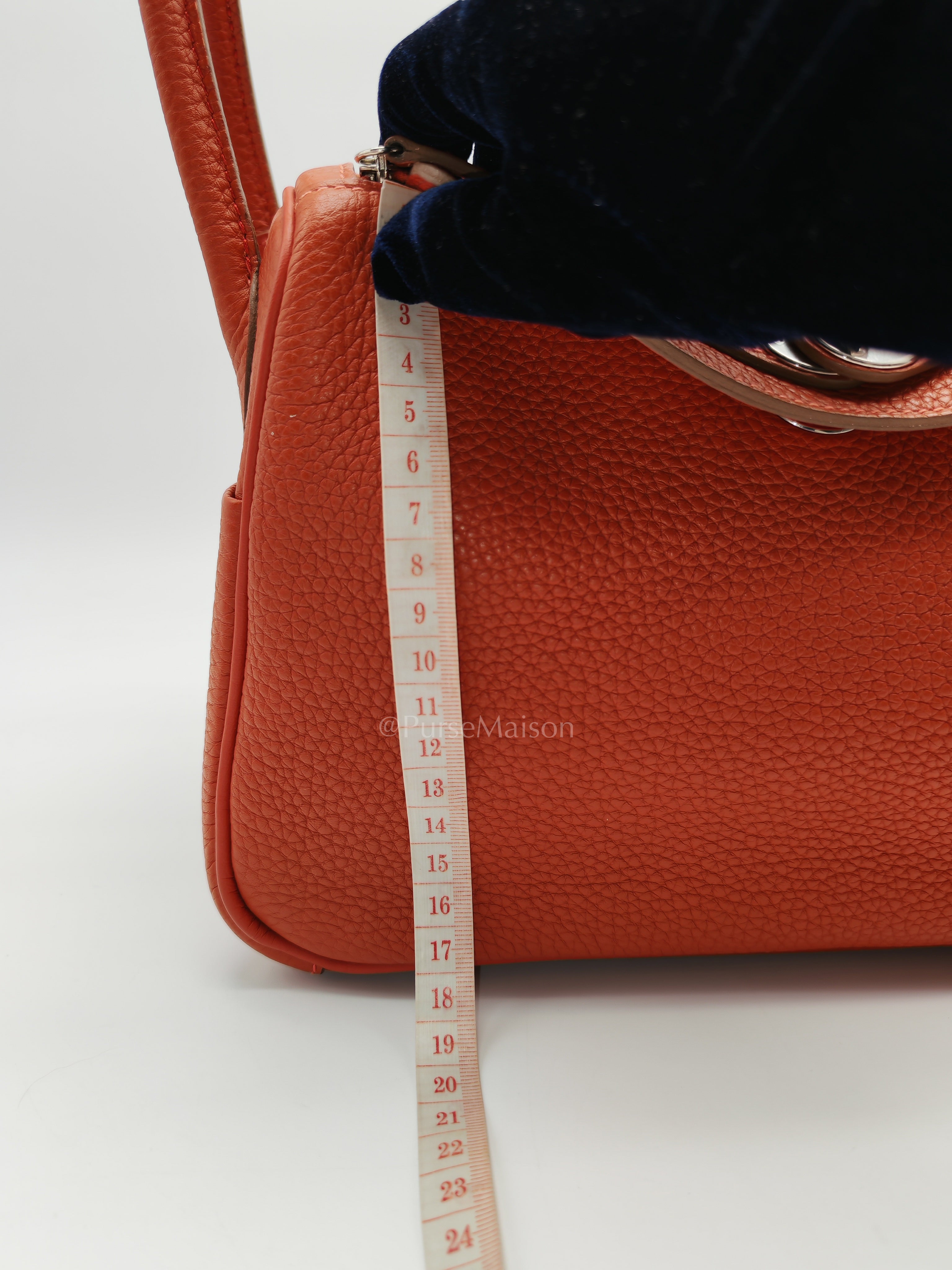Lindy 26 in Sanguine Clemence Leather and Palladium Hardware Square P (2012) | Purse Maison Luxury Bags Shop