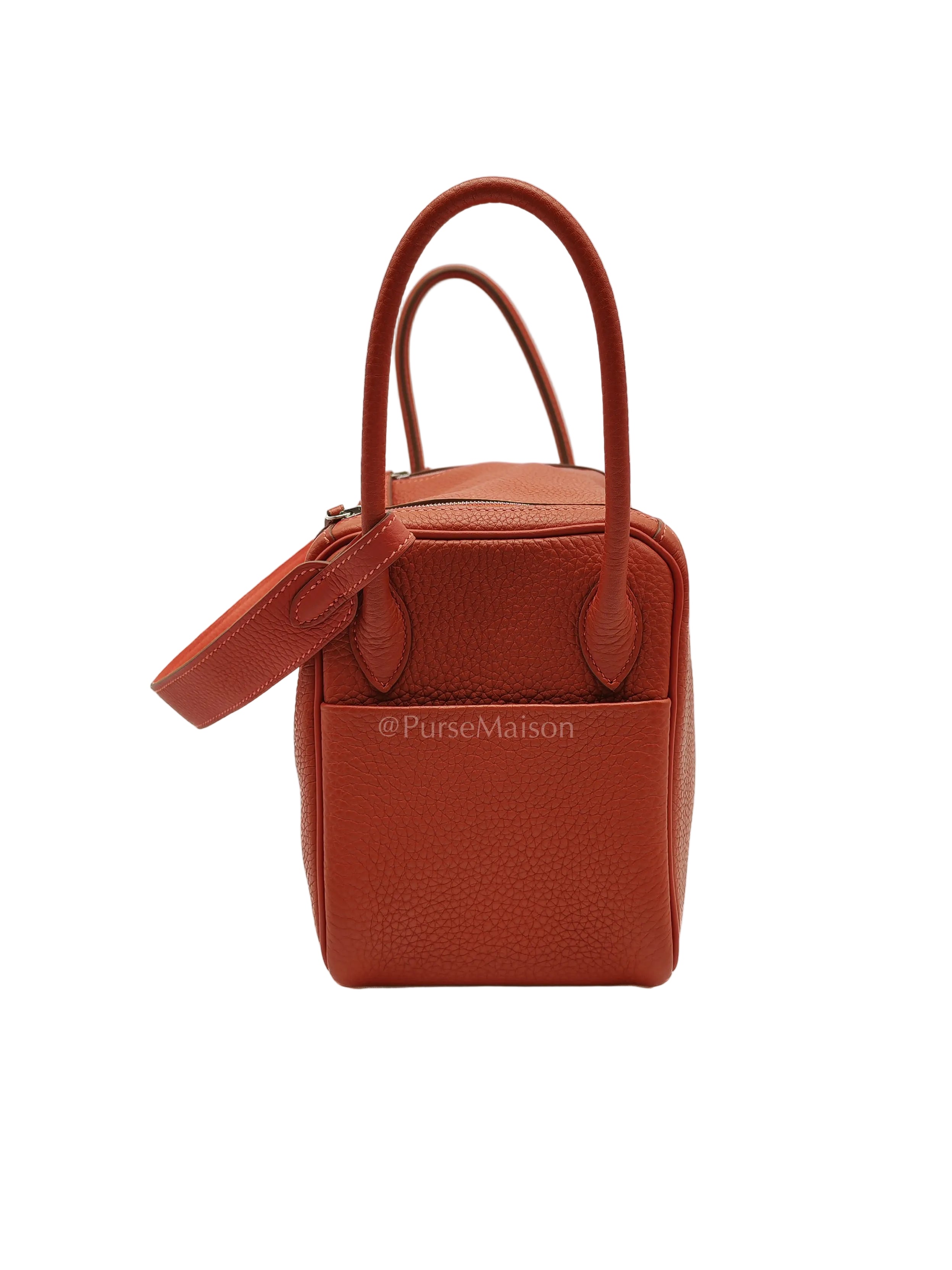 Lindy 26 in Sanguine Clemence Leather and Palladium Hardware Square P (2012) | Purse Maison Luxury Bags Shop