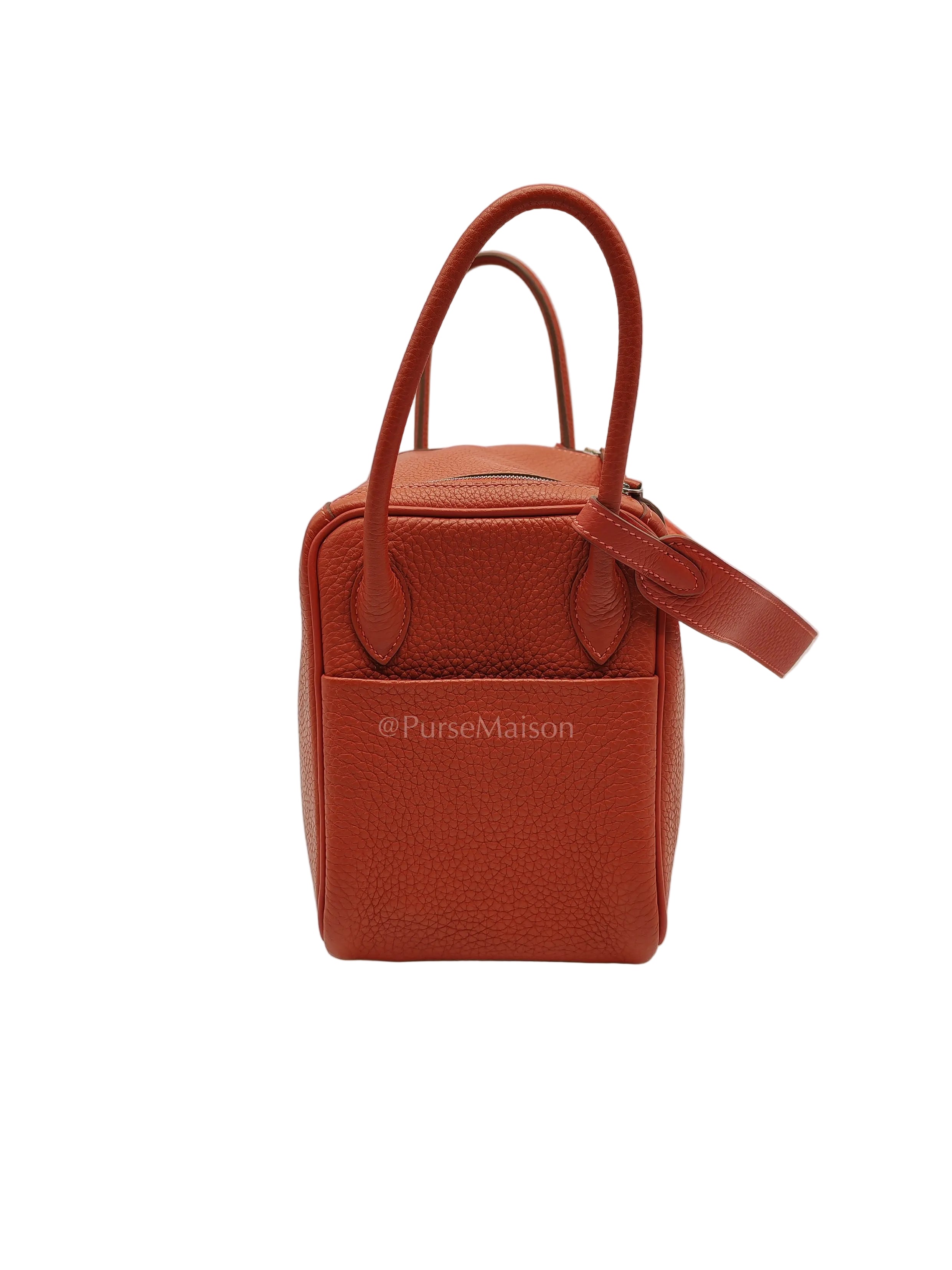 Lindy 26 in Sanguine Clemence Leather and Palladium Hardware Square P (2012) | Purse Maison Luxury Bags Shop