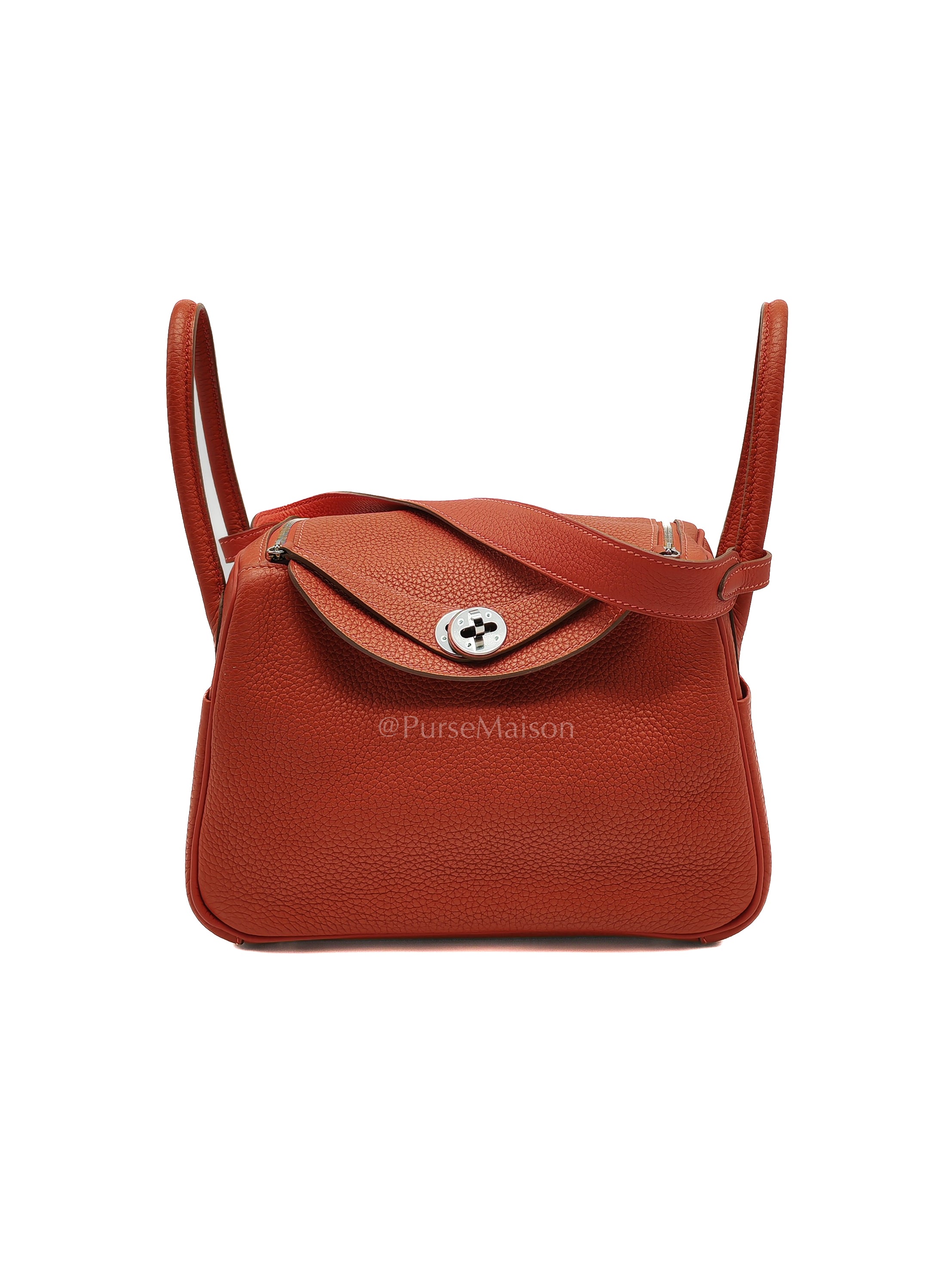 Lindy 26 in Sanguine Clemence Leather and Palladium Hardware Square P (2012) | Purse Maison Luxury Bags Shop