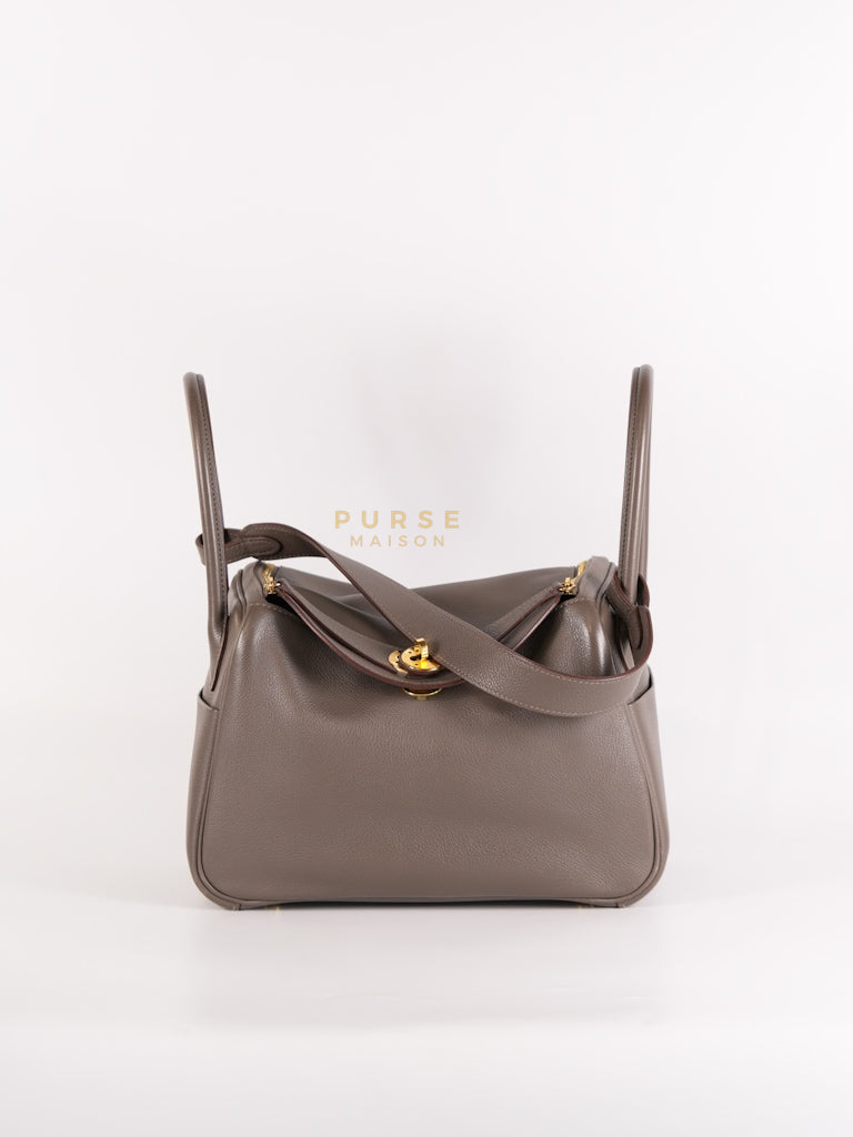 Lindy 26 in Taupe Evercolor Leather Gold Hardware Stamp Z (2021