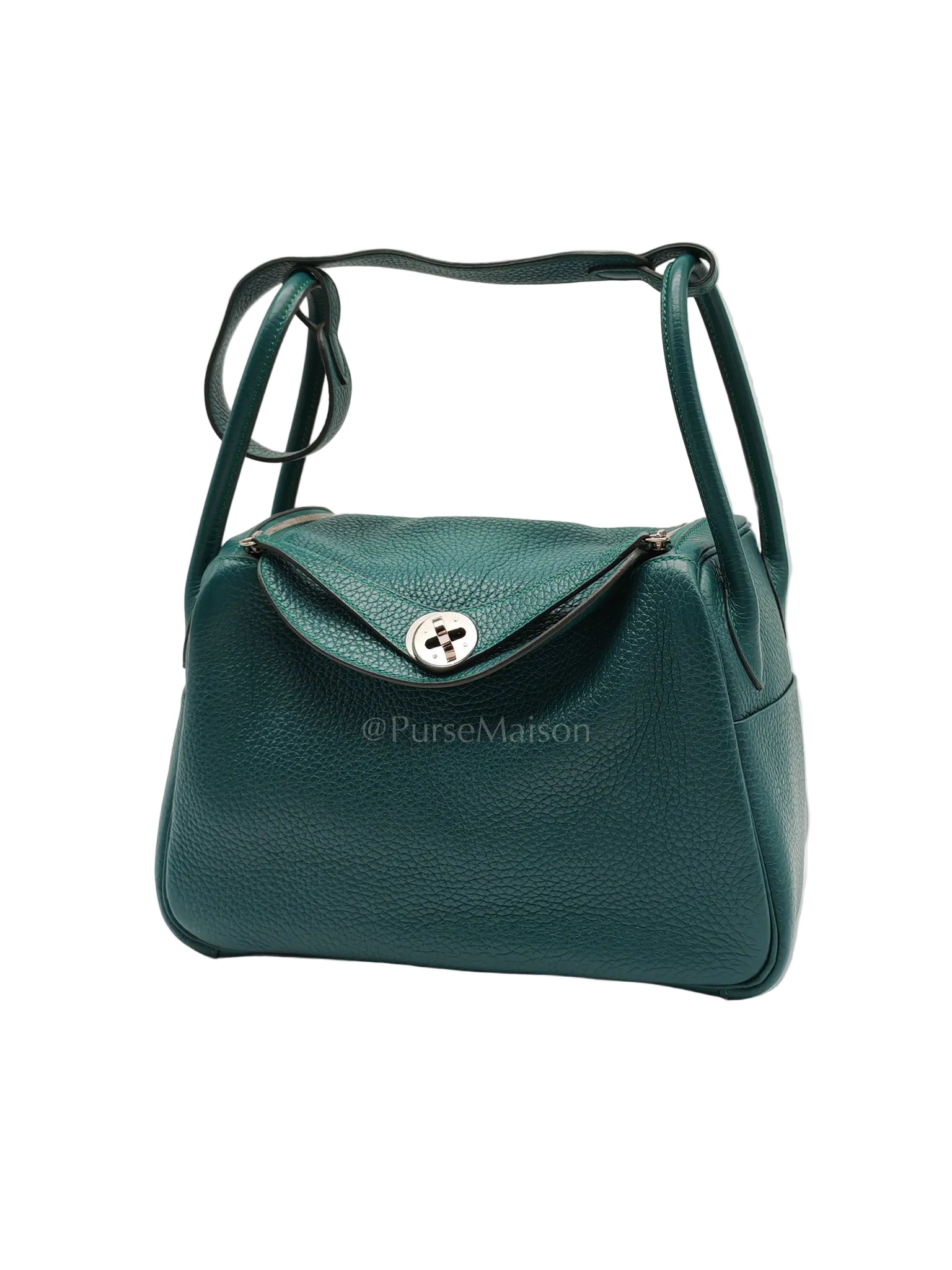 Lindy 26 Malachite Green Clemence Leather and Palladium Hardware Stamp A (2017) | Purse Maison Luxury Bags Shop