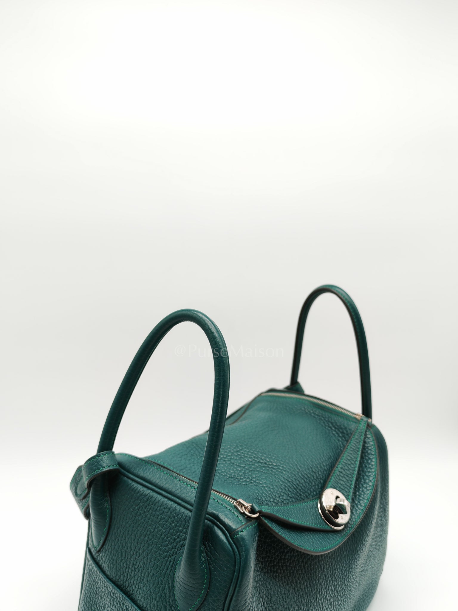 Lindy 26 Malachite Green Clemence Leather and Palladium Hardware Stamp A (2017) | Purse Maison Luxury Bags Shop