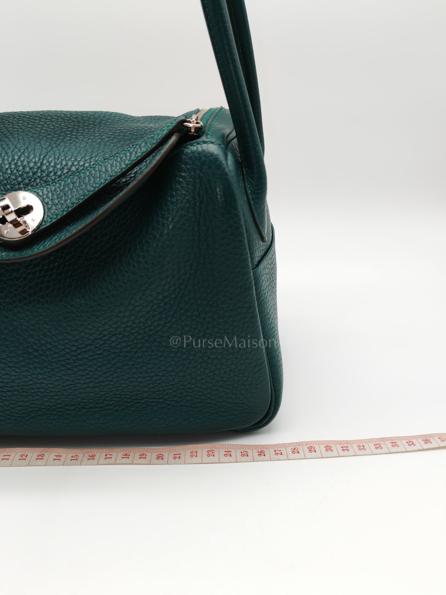Lindy 26 Malachite Green Clemence Leather and Palladium Hardware Stamp A (2017) | Purse Maison Luxury Bags Shop