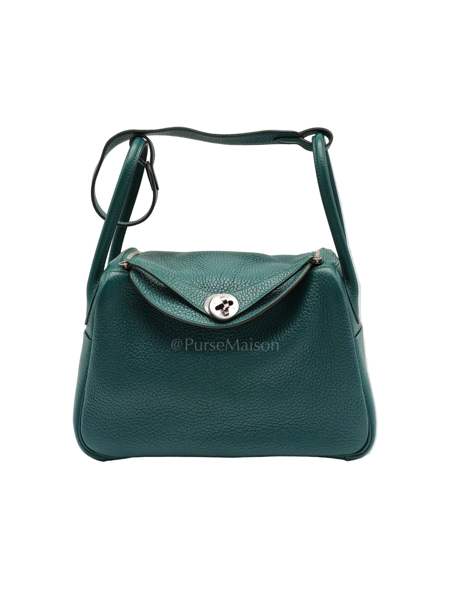 Lindy 26 Malachite Green Clemence Leather and Palladium Hardware Stamp A (2017) | Purse Maison Luxury Bags Shop