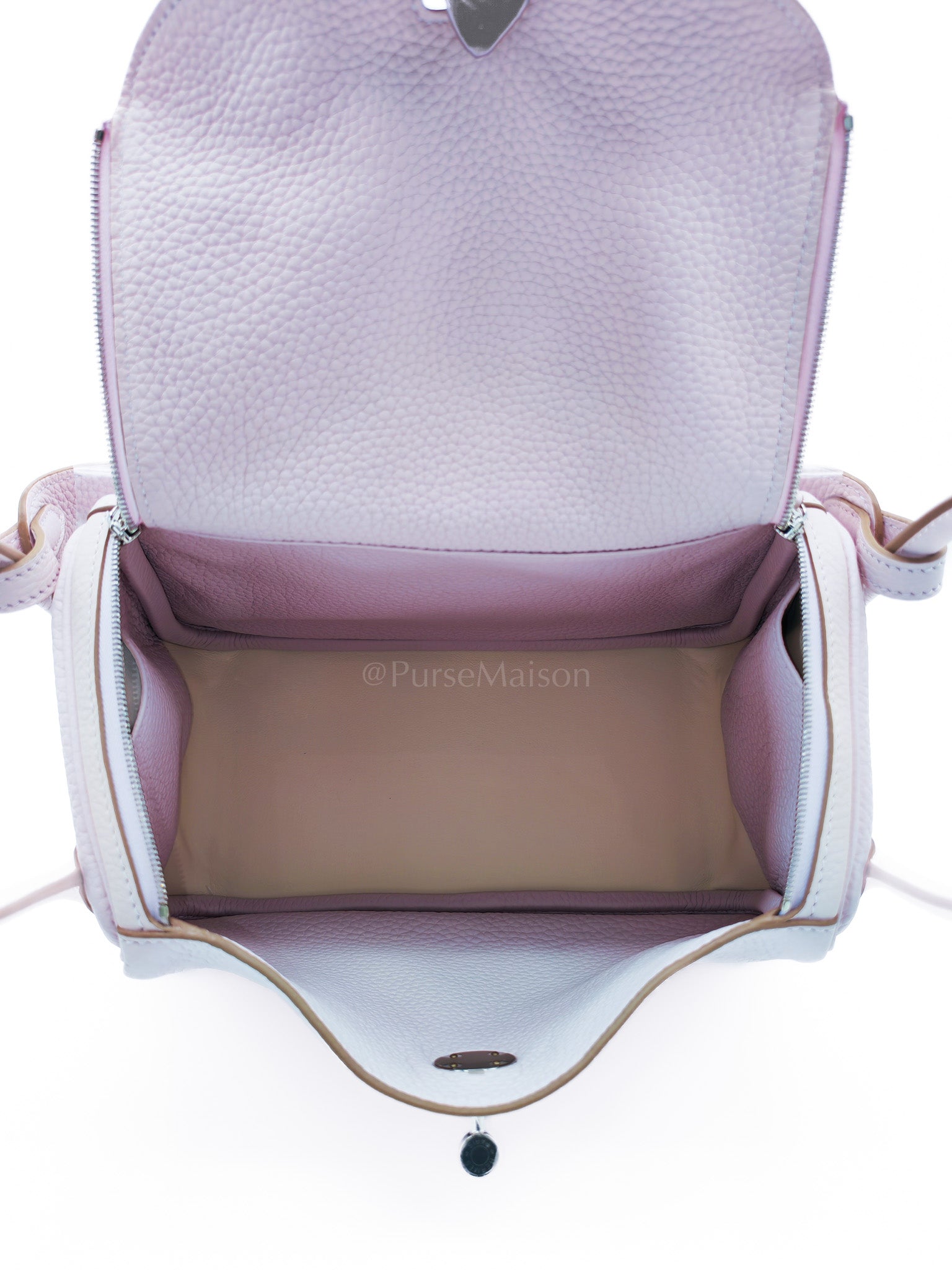 Lindy 26 Mauve Pale in Clemence Bull Calfskin Leather and Palladium Hardware Stamp W (2024) | Purse Maison Luxury Bags Shop