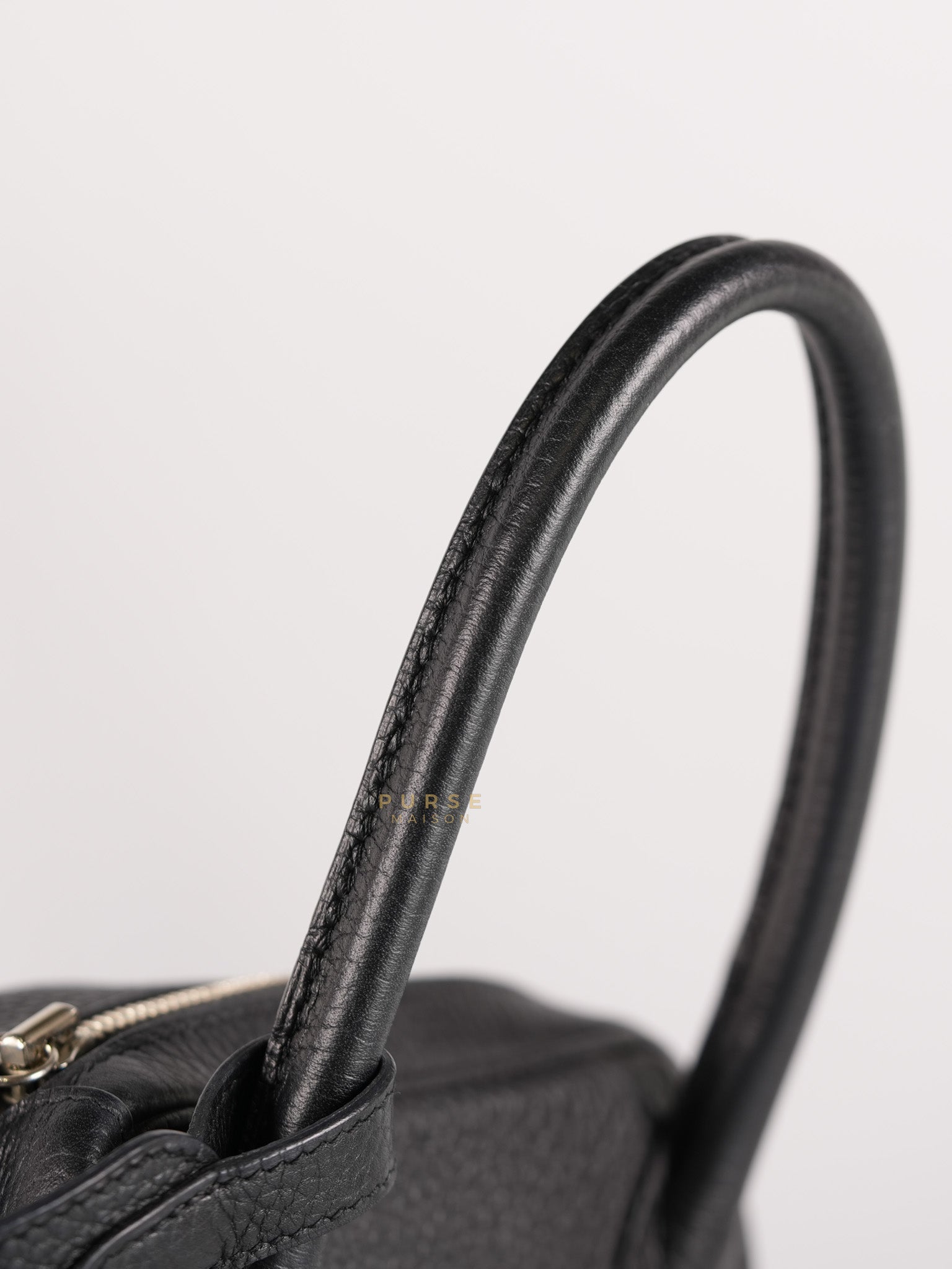 Lindy 30 Black Taurillion Clemence Leather in Palladium Hardware Stamp X (2016) | Purse Maison Luxury Bags Shop