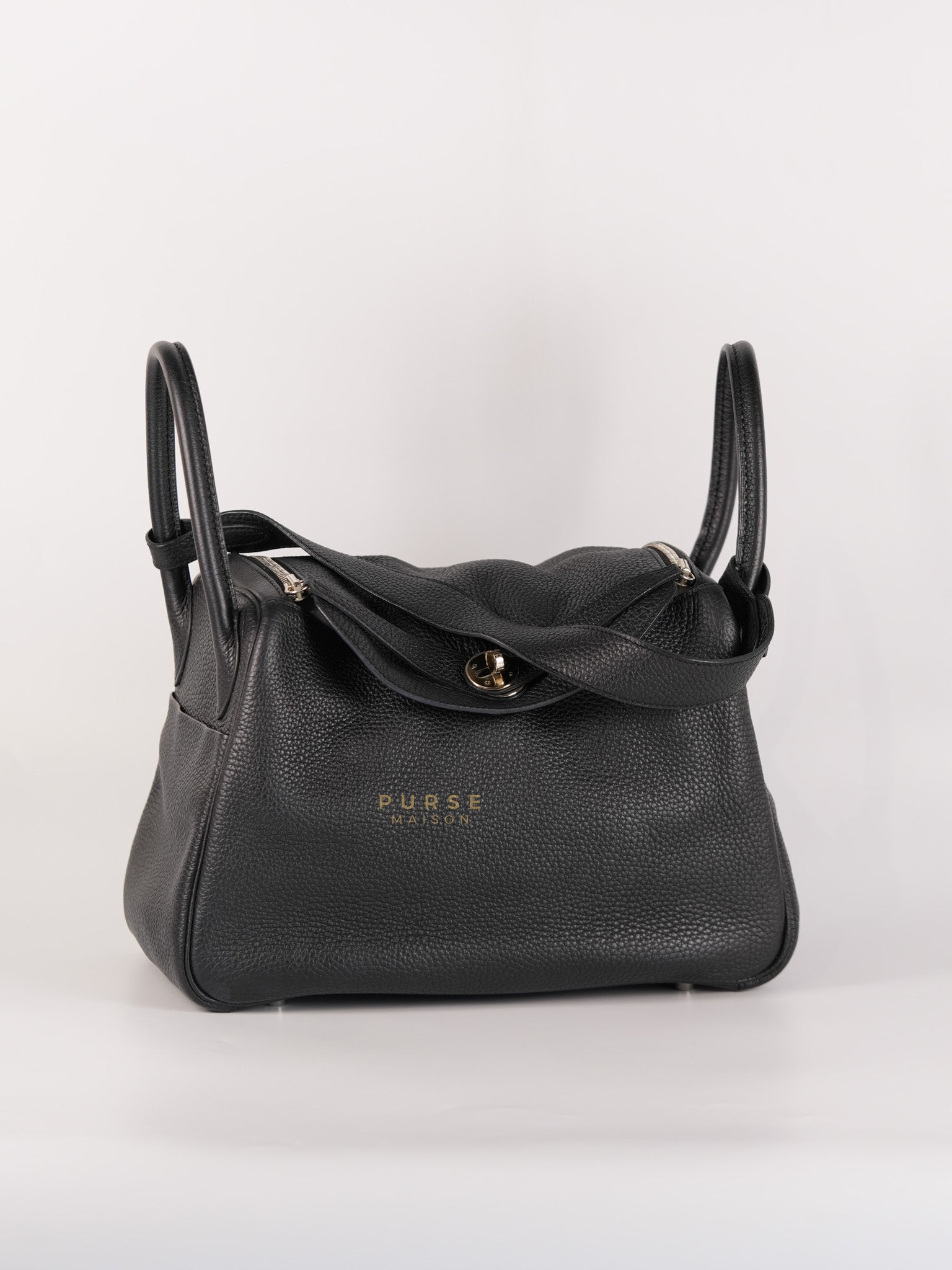 Lindy 30 Black Taurillion Clemence Leather in Palladium Hardware Stamp X (2016) | Purse Maison Luxury Bags Shop