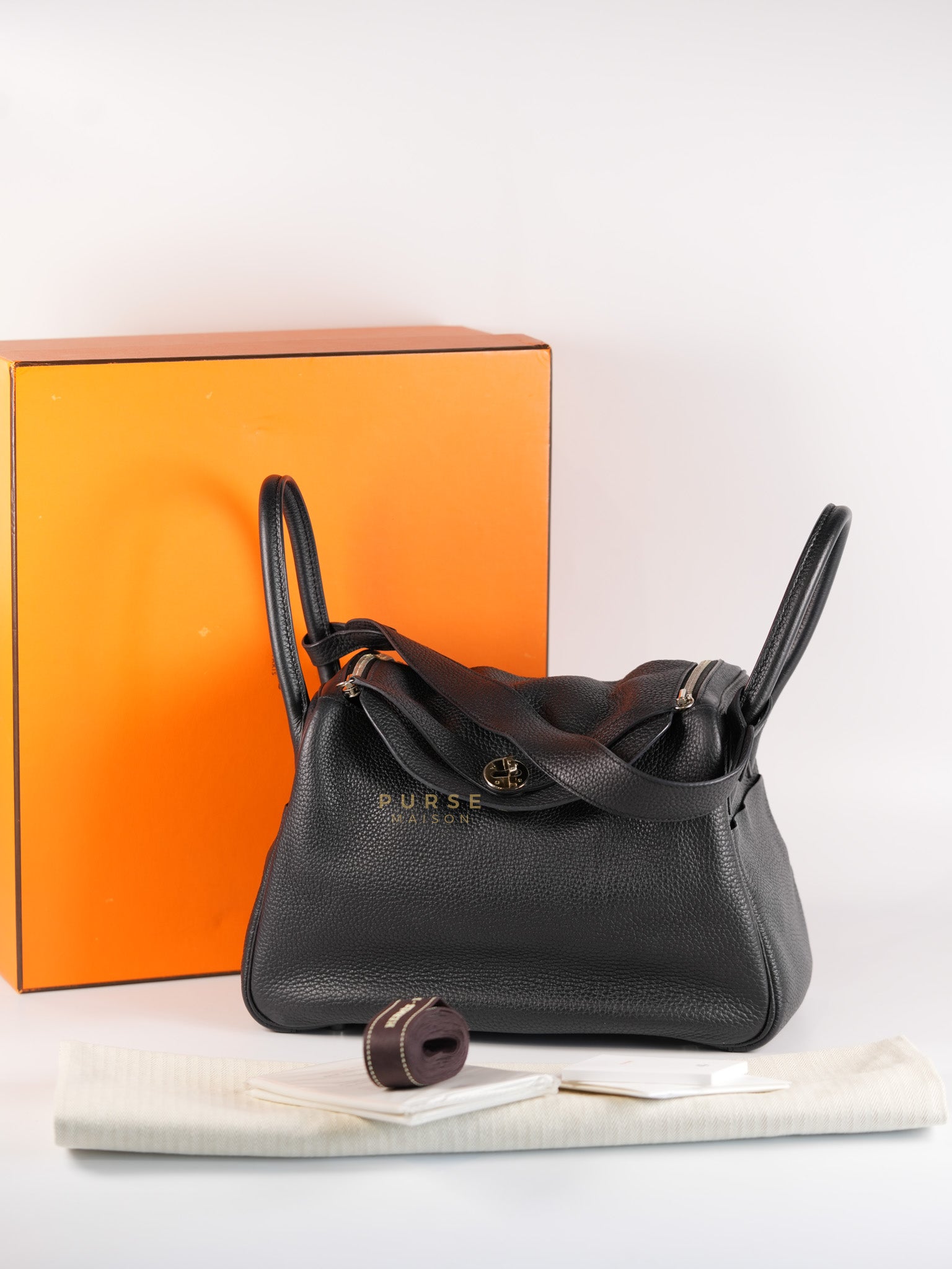 Lindy 30 Black Taurillion Clemence Leather in Palladium Hardware Stamp X (2016) | Purse Maison Luxury Bags Shop
