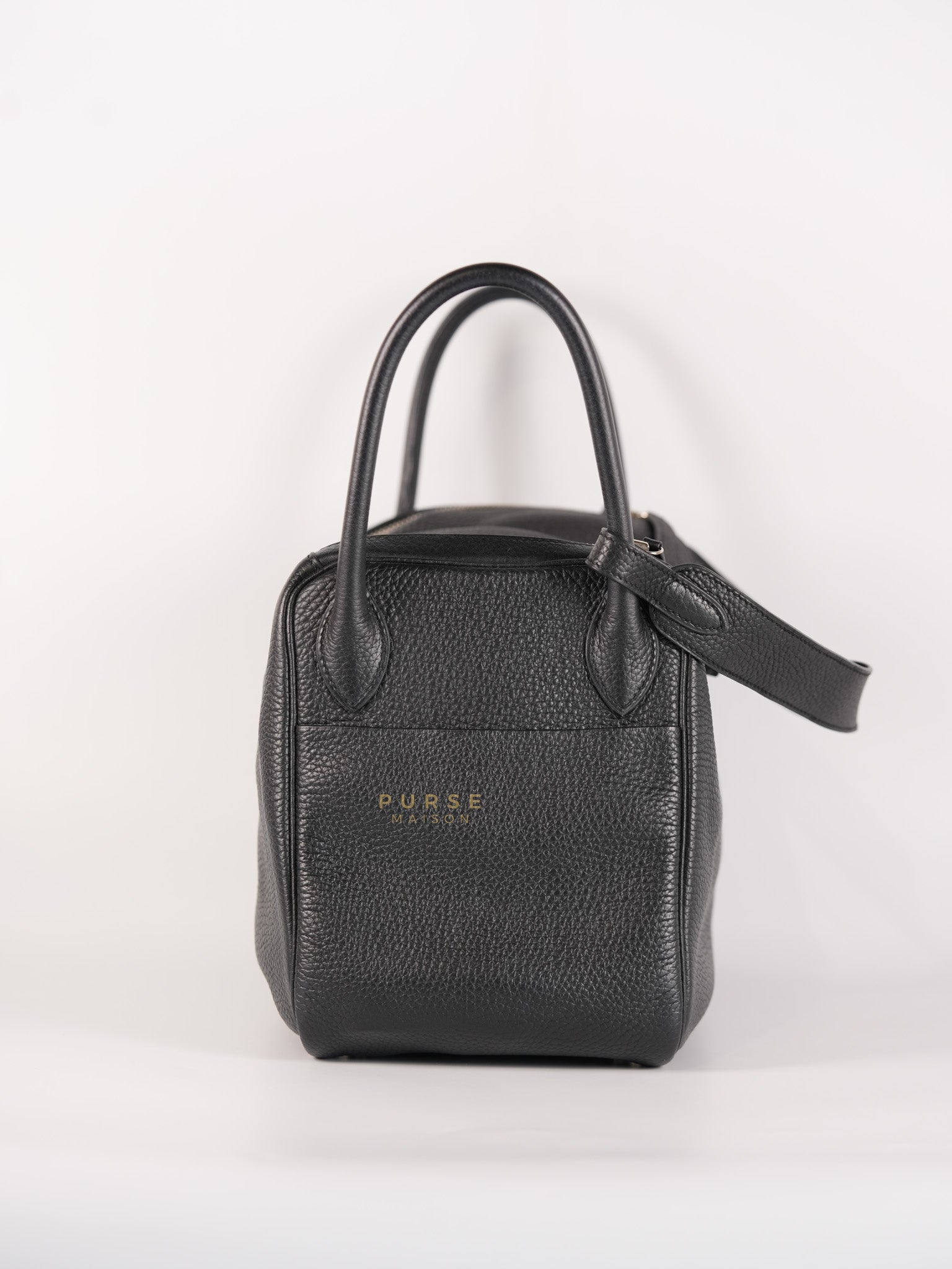 Lindy 30 Black Taurillion Clemence Leather in Palladium Hardware Stamp X (2016) | Purse Maison Luxury Bags Shop