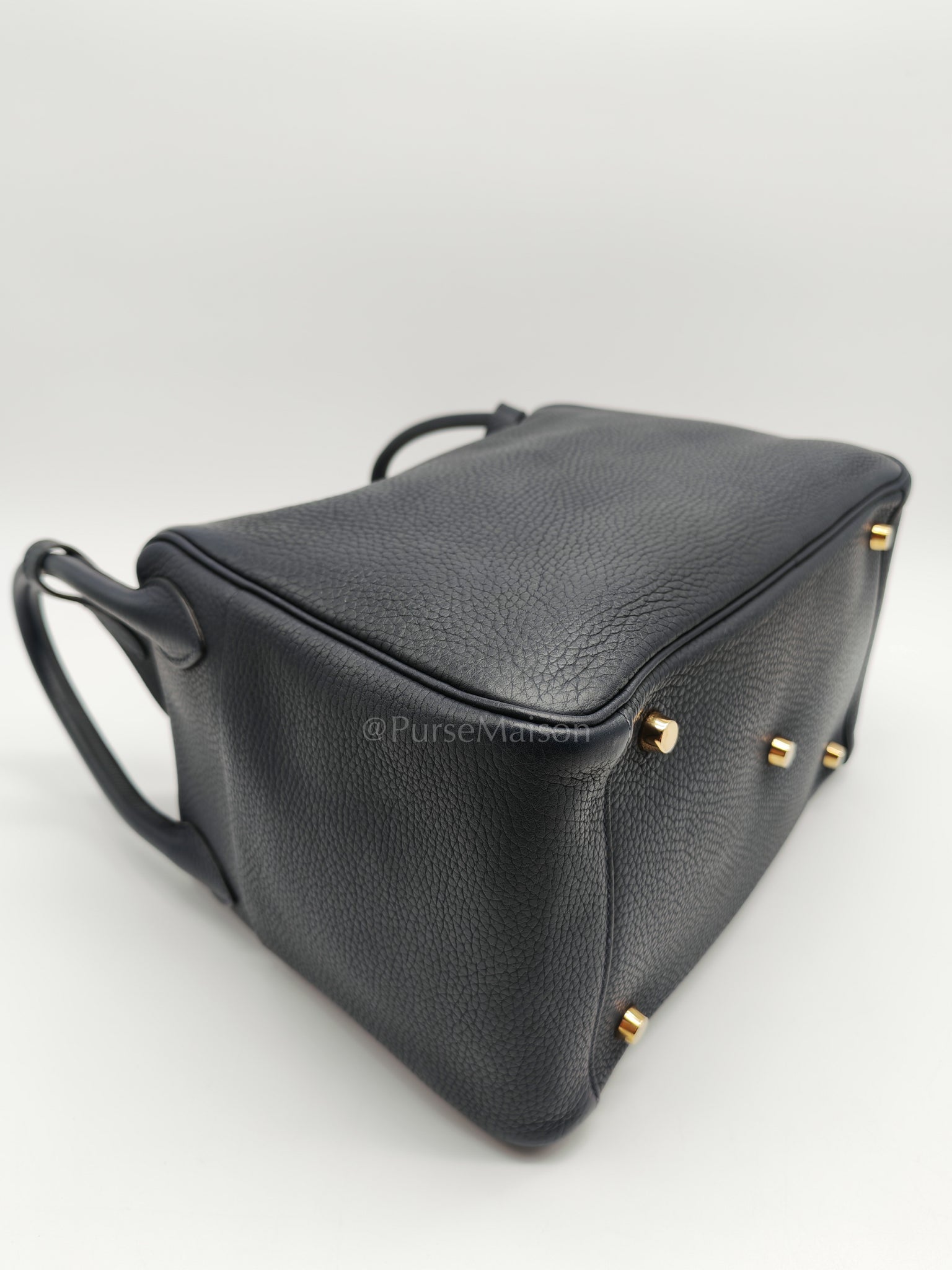 Lindy 30 Blue Nuit Clemence Leather in Gold Hardware Stamp X(2016) | Purse Maison Luxury Bags Shop