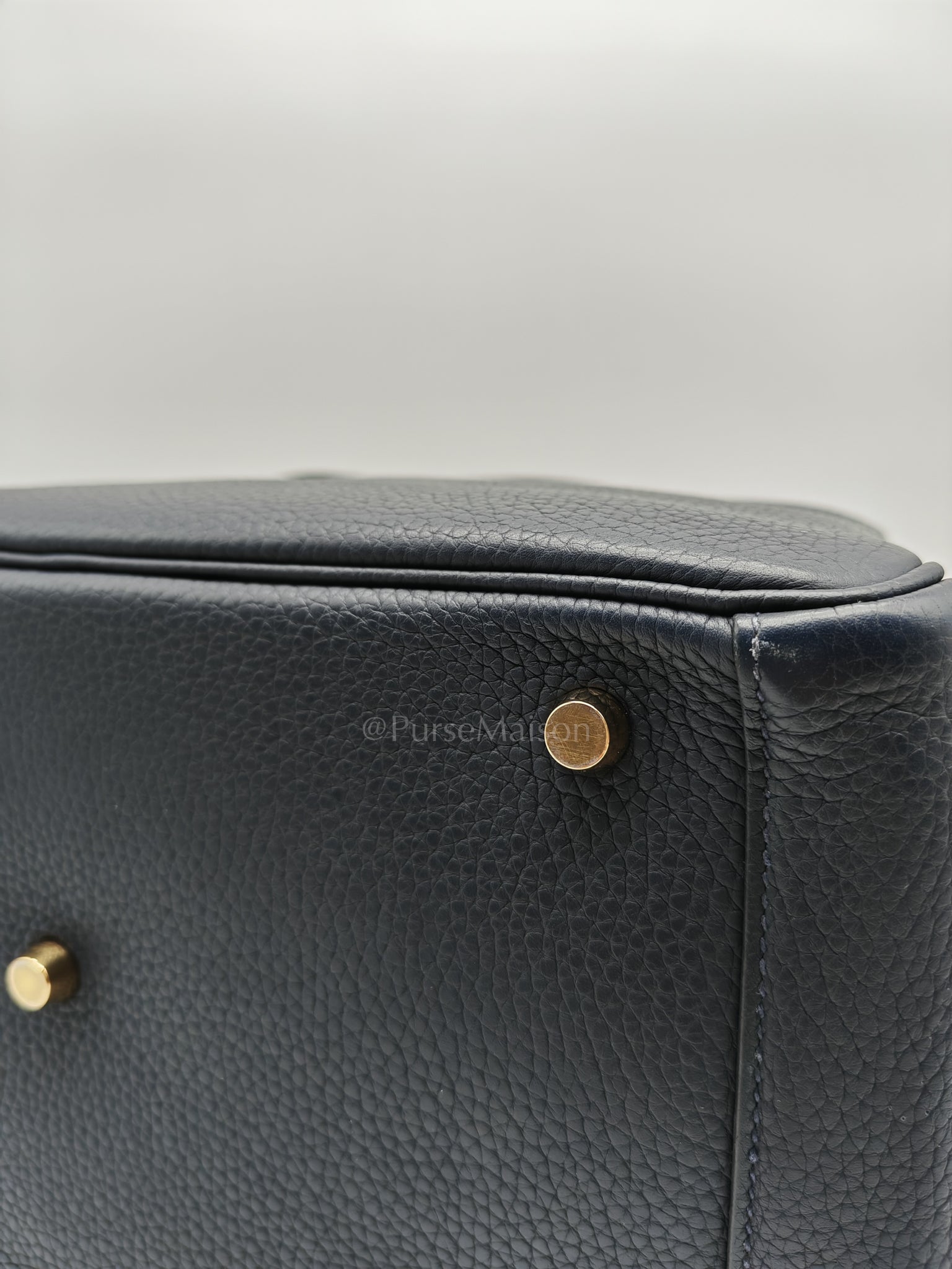 Lindy 30 Blue Nuit Clemence Leather in Gold Hardware Stamp X(2016) | Purse Maison Luxury Bags Shop