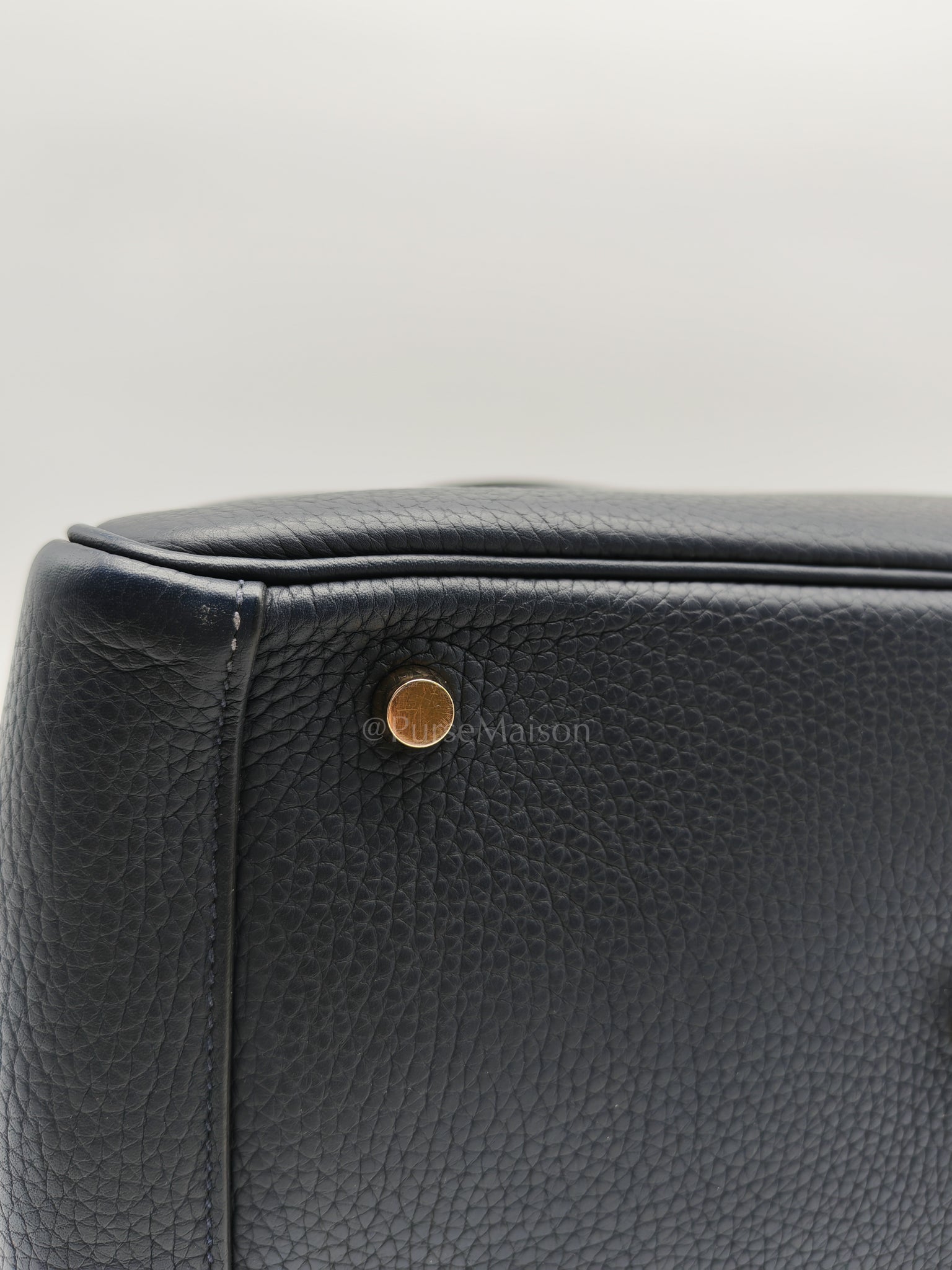 Lindy 30 Blue Nuit Clemence Leather in Gold Hardware Stamp X(2016) | Purse Maison Luxury Bags Shop