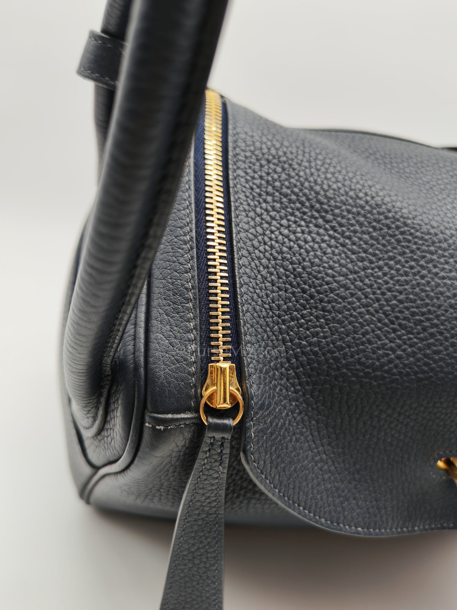 Lindy 30 Blue Nuit Clemence Leather in Gold Hardware Stamp X(2016) | Purse Maison Luxury Bags Shop