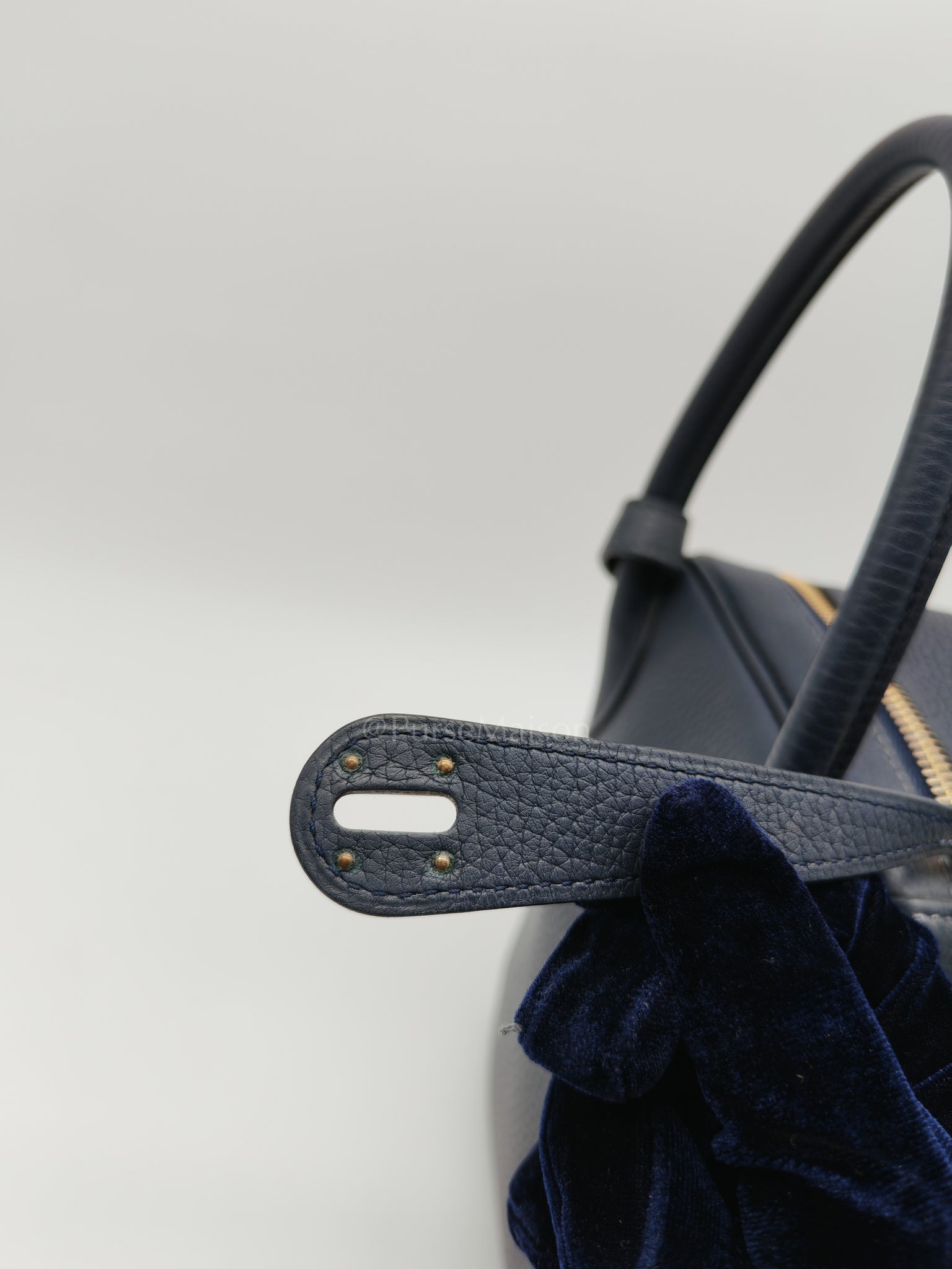 Lindy 30 Blue Nuit Clemence Leather in Gold Hardware Stamp X(2016) | Purse Maison Luxury Bags Shop