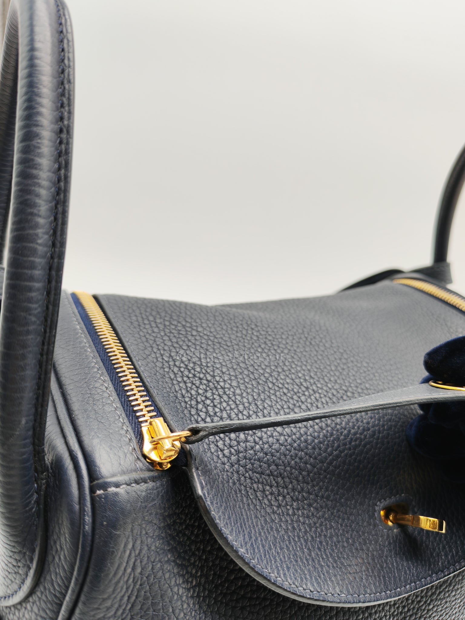 Lindy 30 Blue Nuit Clemence Leather in Gold Hardware Stamp X(2016) | Purse Maison Luxury Bags Shop