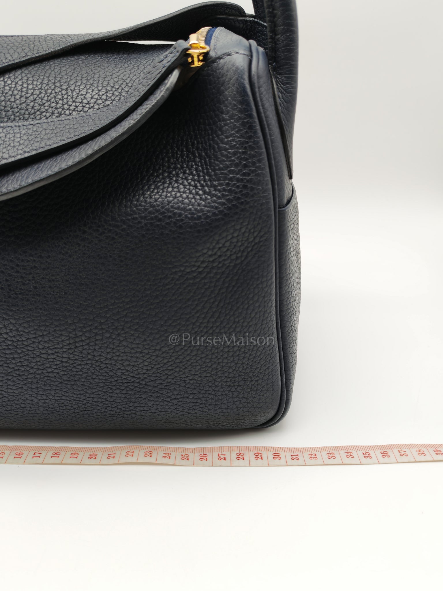 Lindy 30 Blue Nuit Clemence Leather in Gold Hardware Stamp X(2016) | Purse Maison Luxury Bags Shop