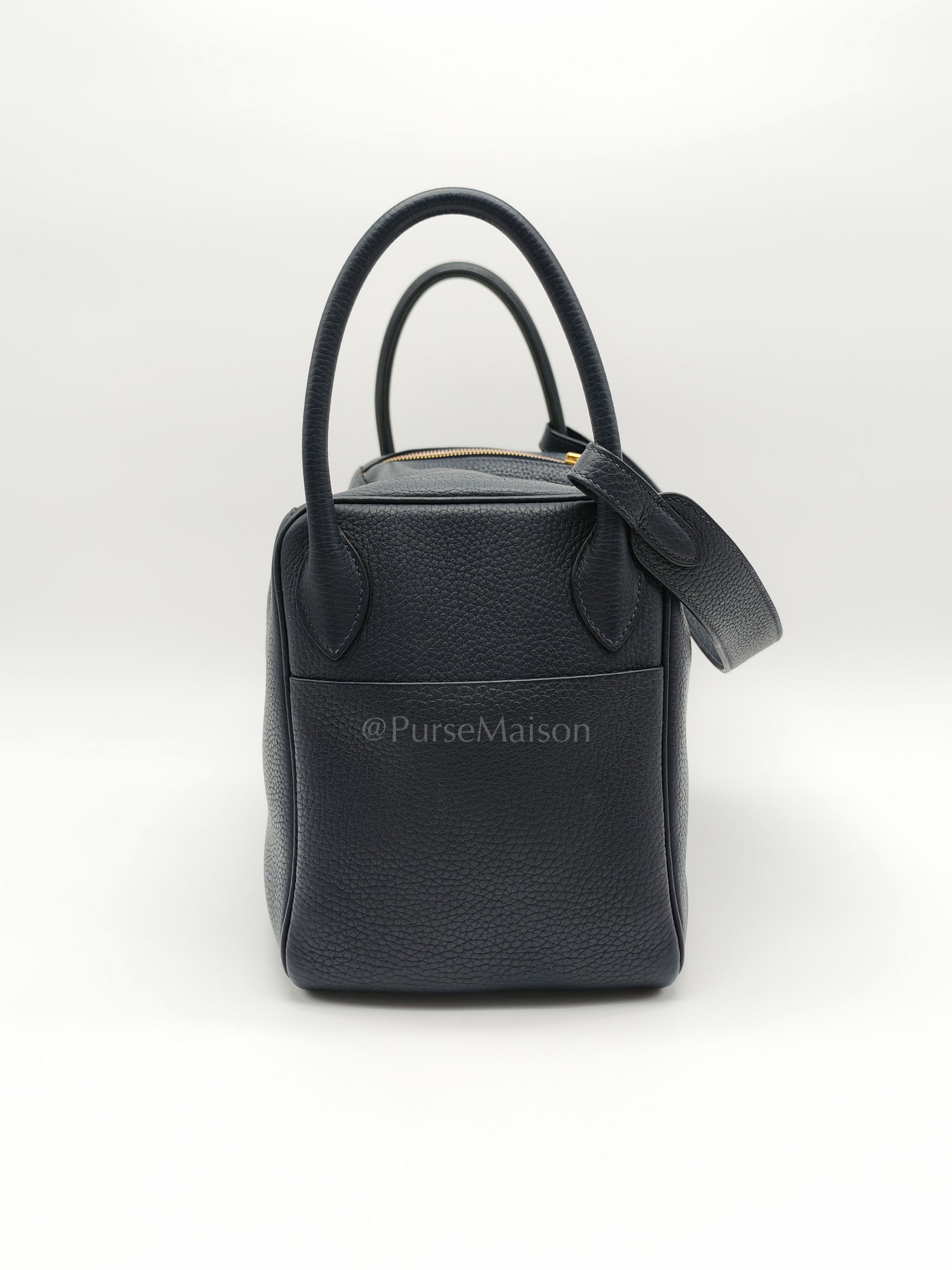 Lindy 30 Blue Nuit Clemence Leather in Gold Hardware Stamp X(2016) | Purse Maison Luxury Bags Shop