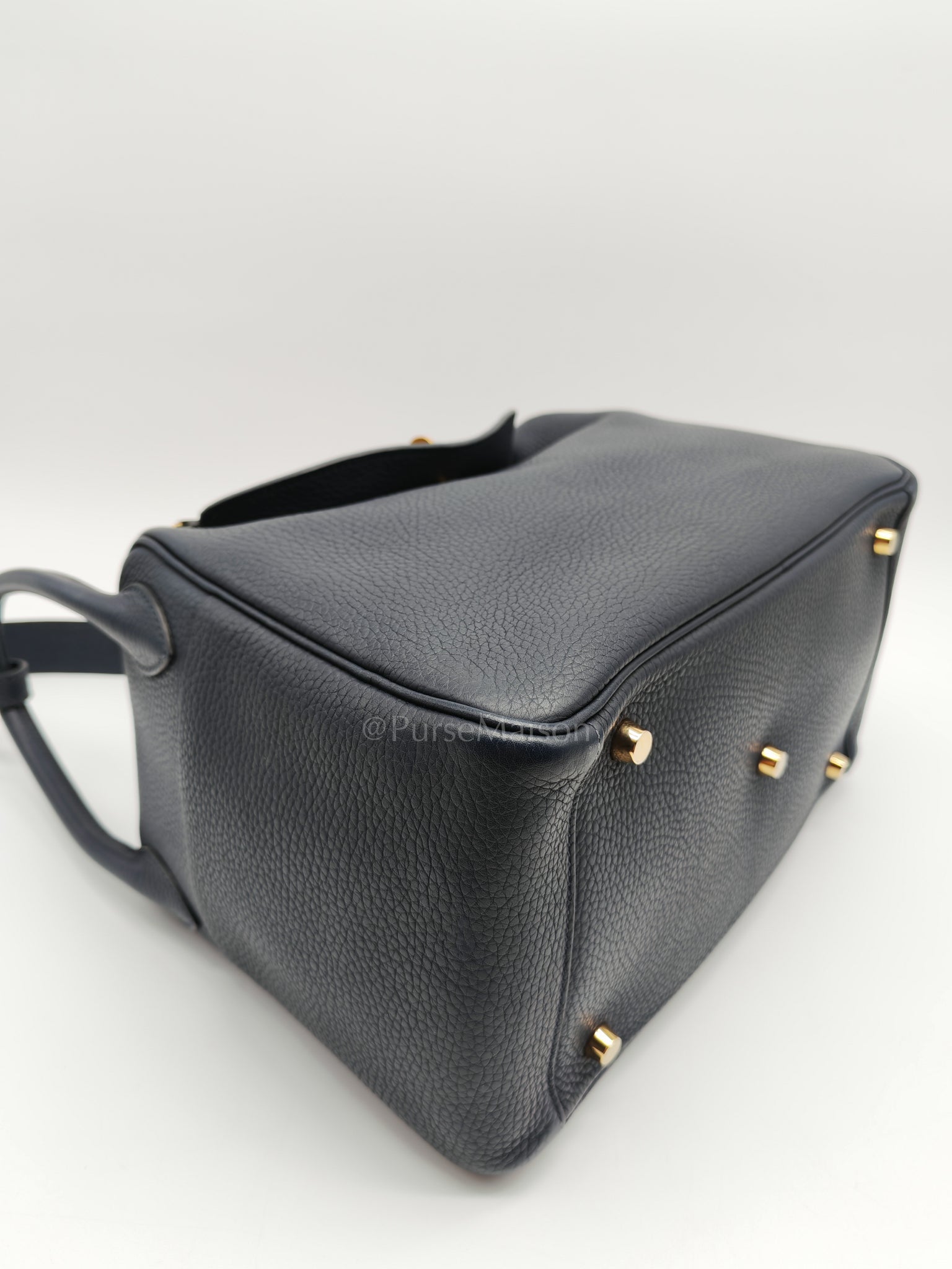 Lindy 30 Blue Nuit Clemence Leather in Gold Hardware Stamp X(2016) | Purse Maison Luxury Bags Shop