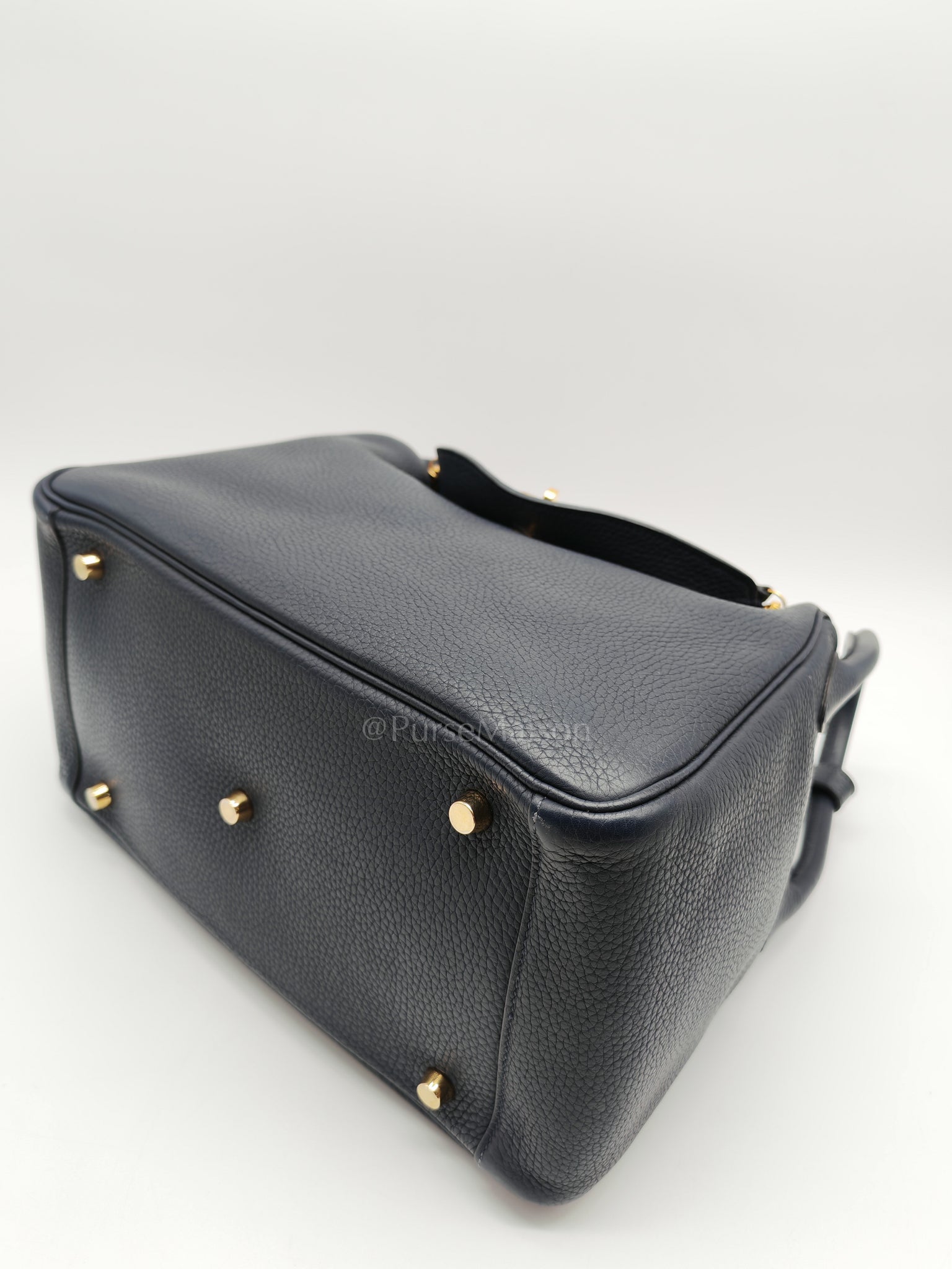 Lindy 30 Blue Nuit Clemence Leather in Gold Hardware Stamp X(2016) | Purse Maison Luxury Bags Shop