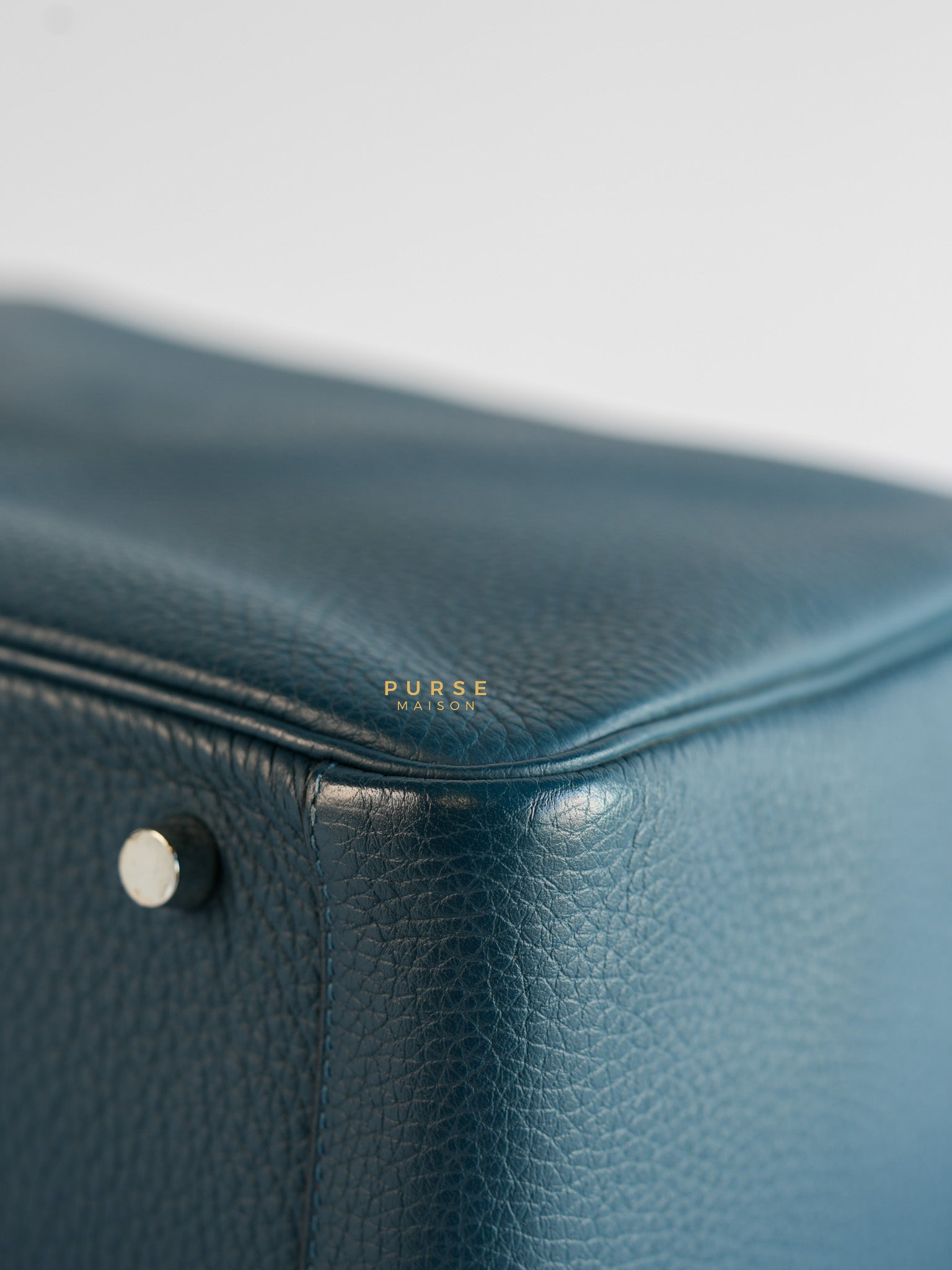 Lindy 30 Cobalt Clemence Leather and Palladium Hardware Stamp A | Purse Maison Luxury Bags Shop