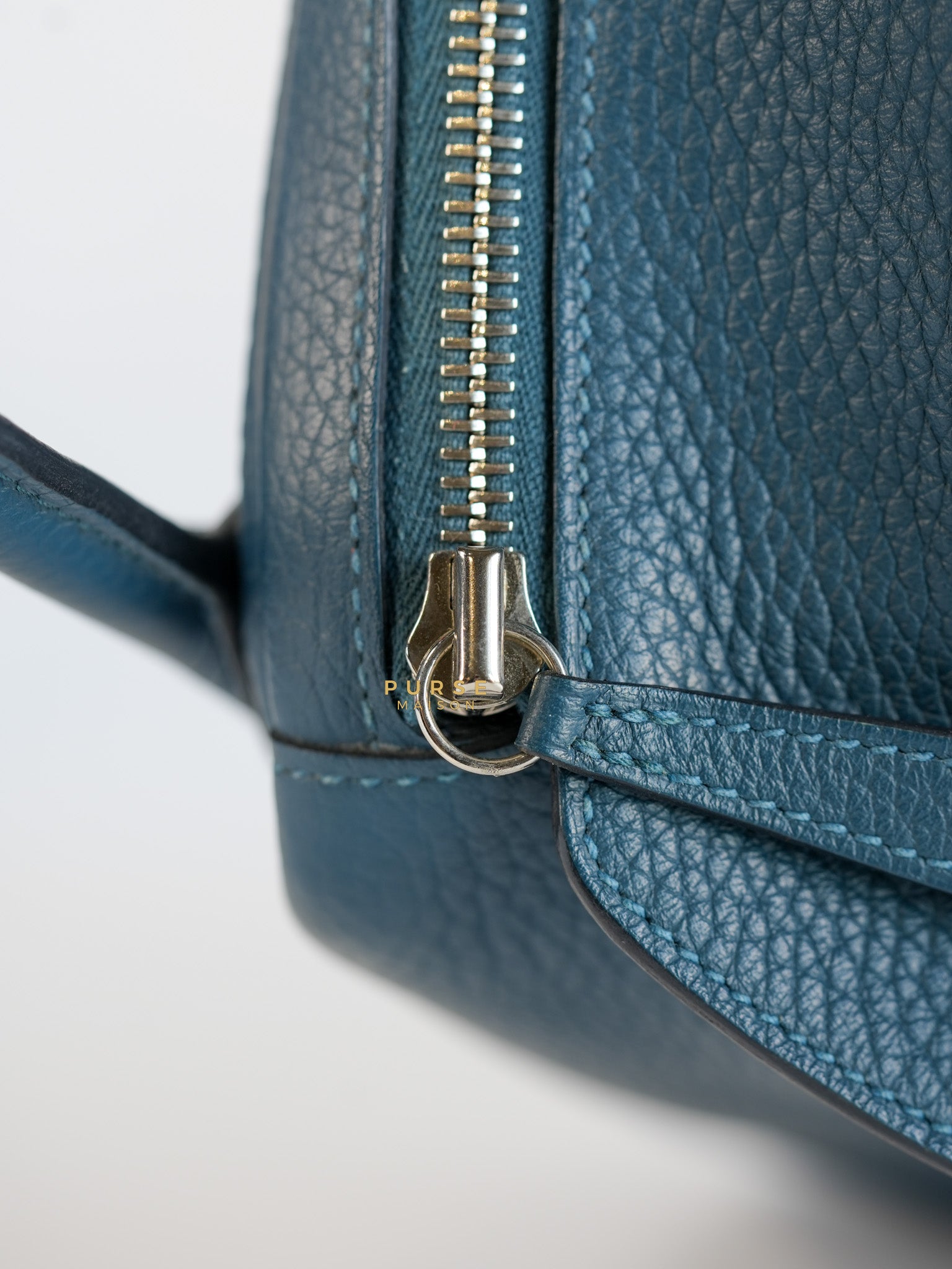 Lindy 30 Cobalt Clemence Leather and Palladium Hardware Stamp A | Purse Maison Luxury Bags Shop