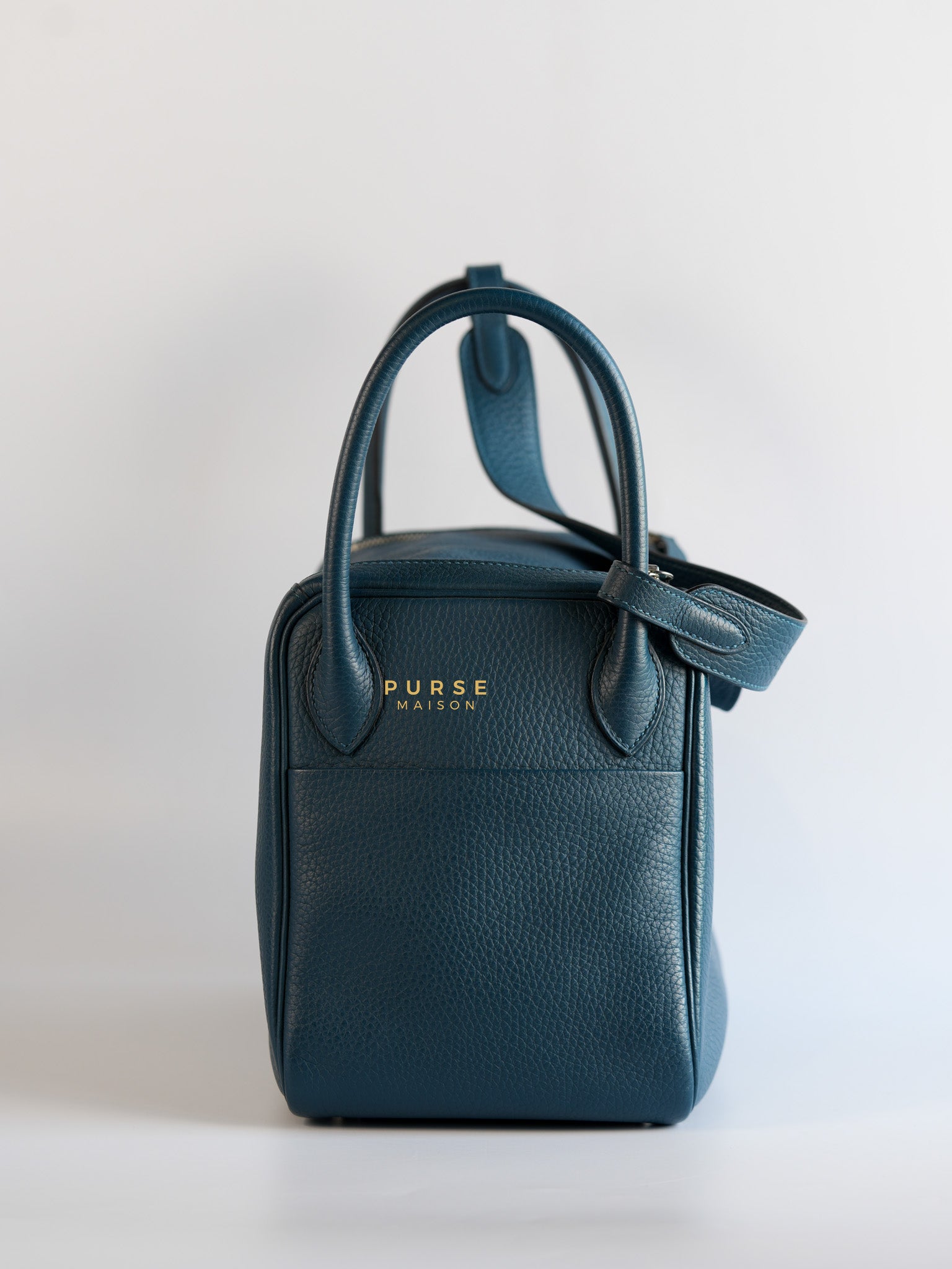 Lindy 30 Cobalt Clemence Leather and Palladium Hardware Stamp A | Purse Maison Luxury Bags Shop