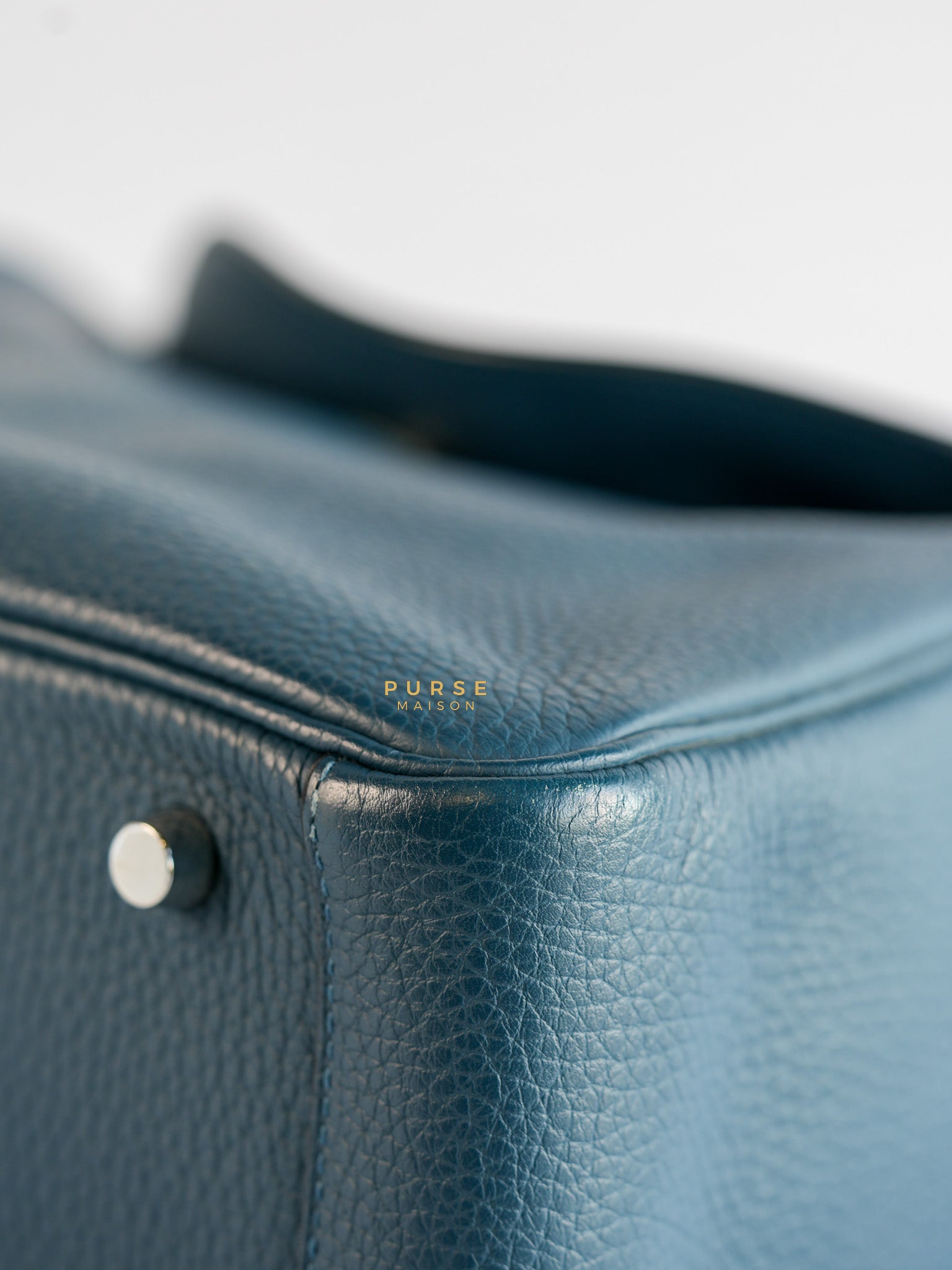 Lindy 30 Cobalt Clemence Leather and Palladium Hardware Stamp A | Purse Maison Luxury Bags Shop