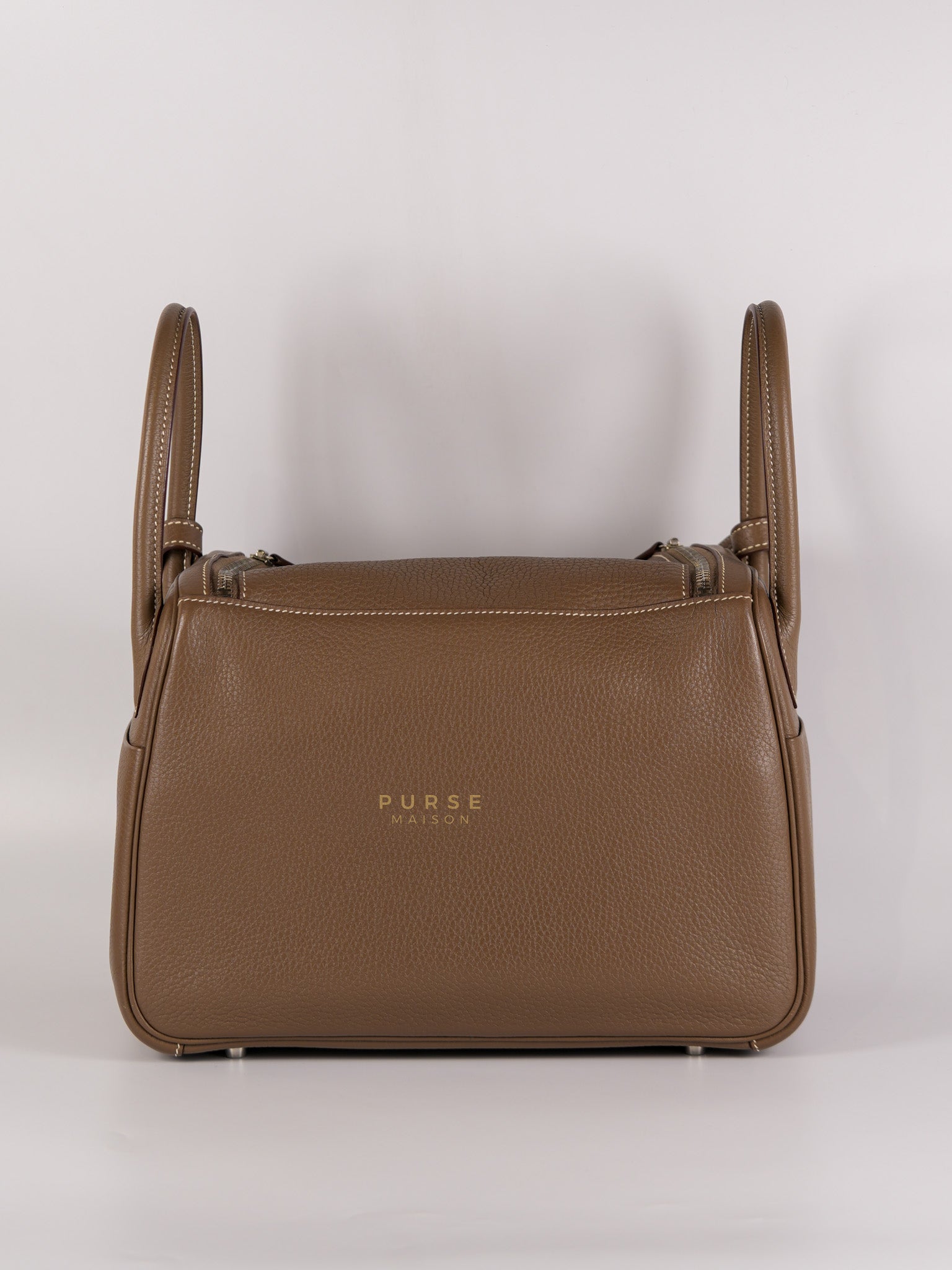 Lindy 30 Etoupe Taurillion Clemence Leather in Palladium Hardware Stamp T (2015) | Purse Maison Luxury Bags Shop