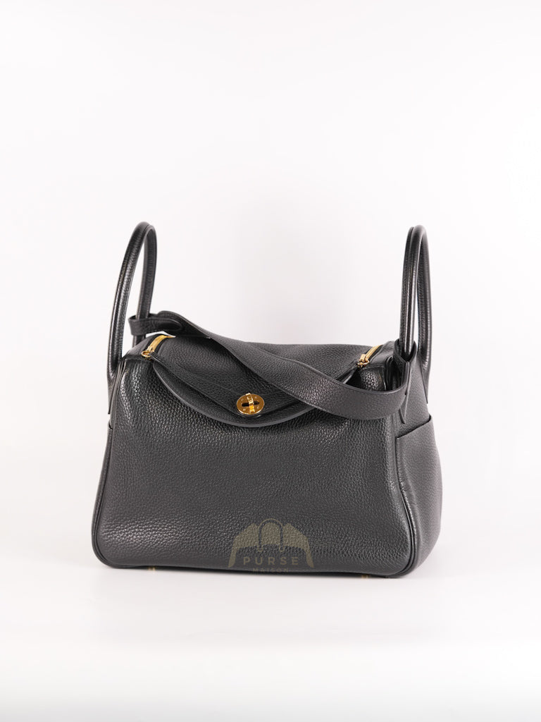 Lindy 30 in Black Clemence Leather Gold Hardware Stamp D(2019) | Purse Maison Luxury Bags Shop