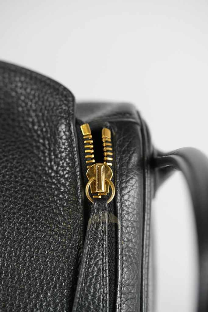 Lindy 30 in Black Clemence Leather Gold Hardware Stamp D(2019) | Purse Maison Luxury Bags Shop