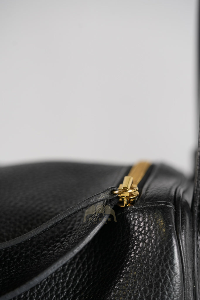 Lindy 30 in Black Clemence Leather Gold Hardware Stamp D(2019) | Purse Maison Luxury Bags Shop