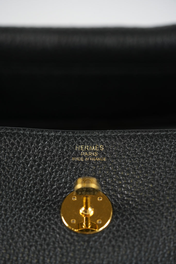 Lindy 30 in Black Clemence Leather Gold Hardware Stamp D(2019) | Purse Maison Luxury Bags Shop