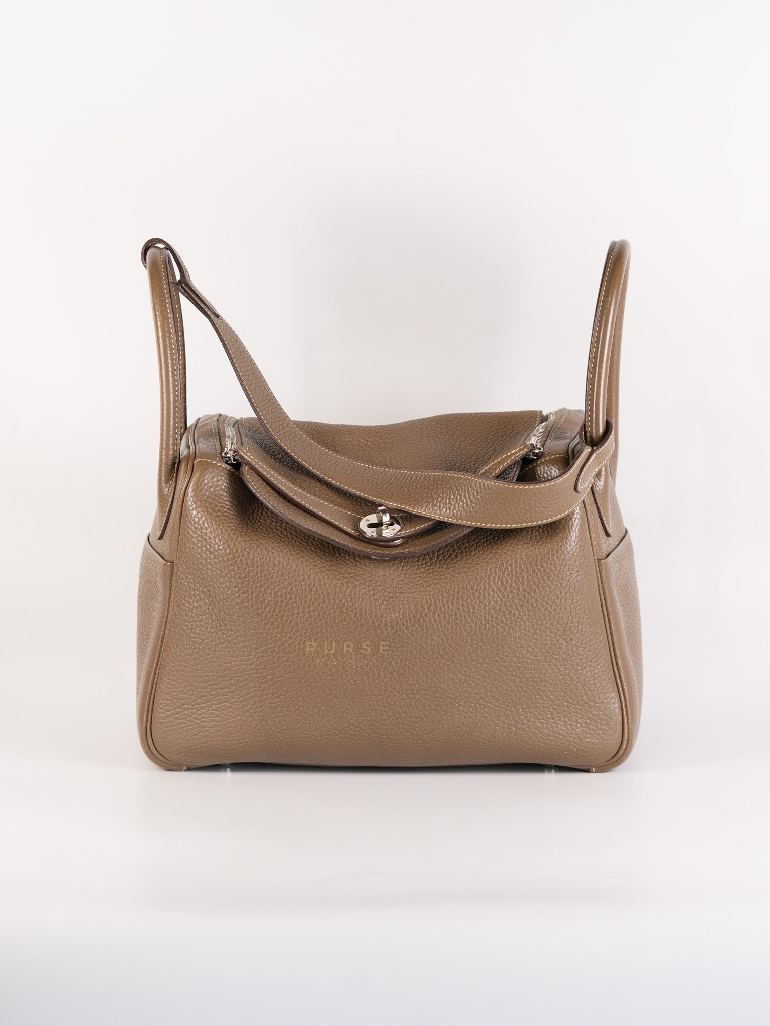 Lindy 30 in Etoupe Clemence Leather & Palladium Hardware Stamp A(2017) | Purse Maison Luxury Bags Shop