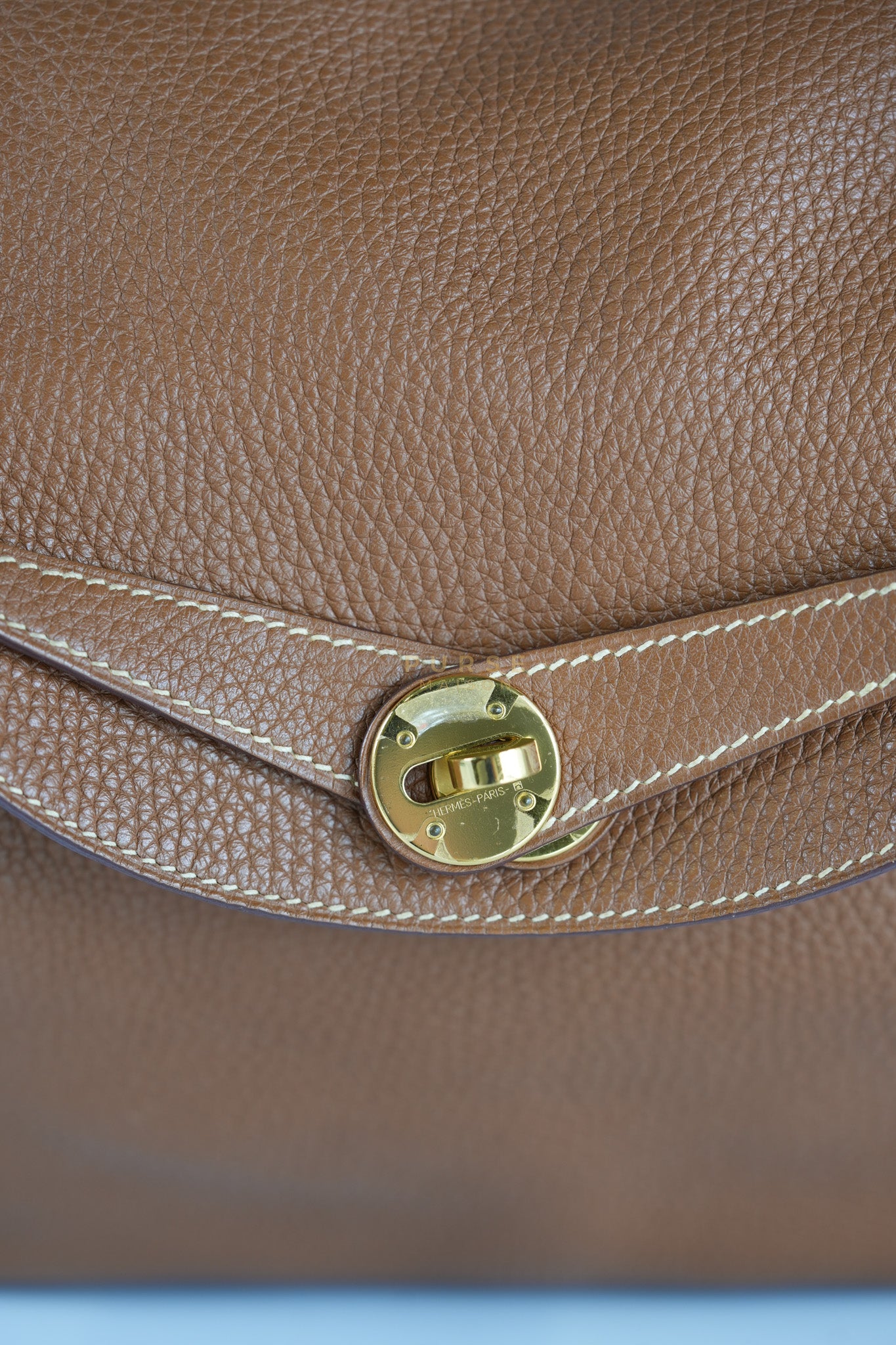 Lindy 30 in Gold Clemence Leather Gold Hardware Stamp A(2017) | Purse Maison Luxury Bags Shop