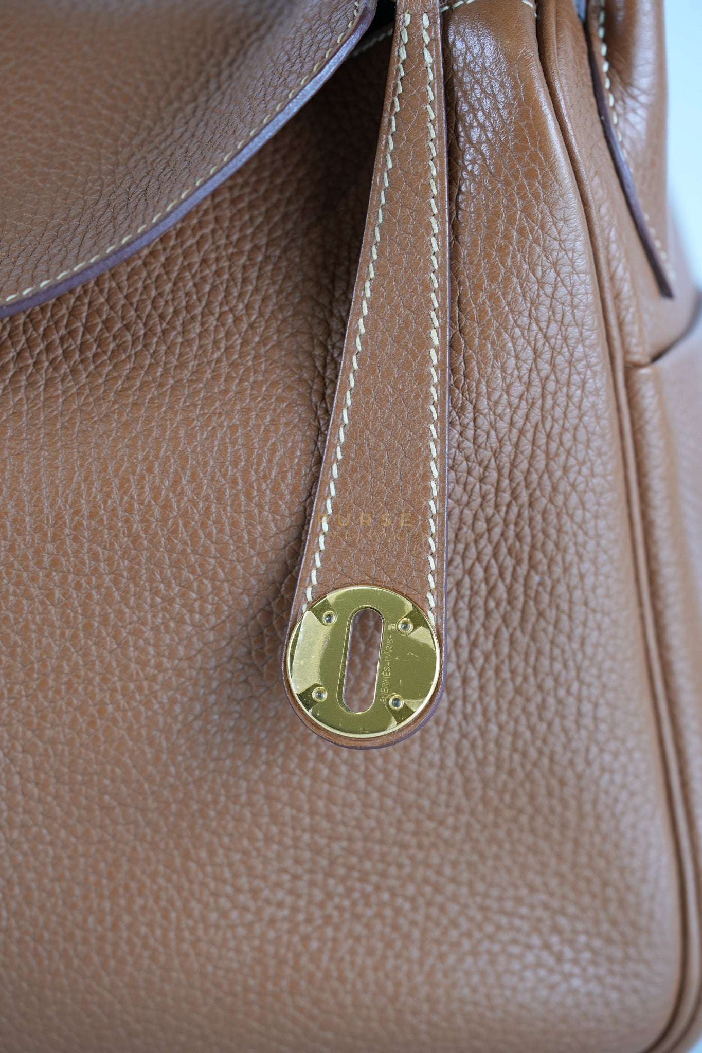 Lindy 30 in Gold Clemence Leather Gold Hardware Stamp A(2017) | Purse Maison Luxury Bags Shop