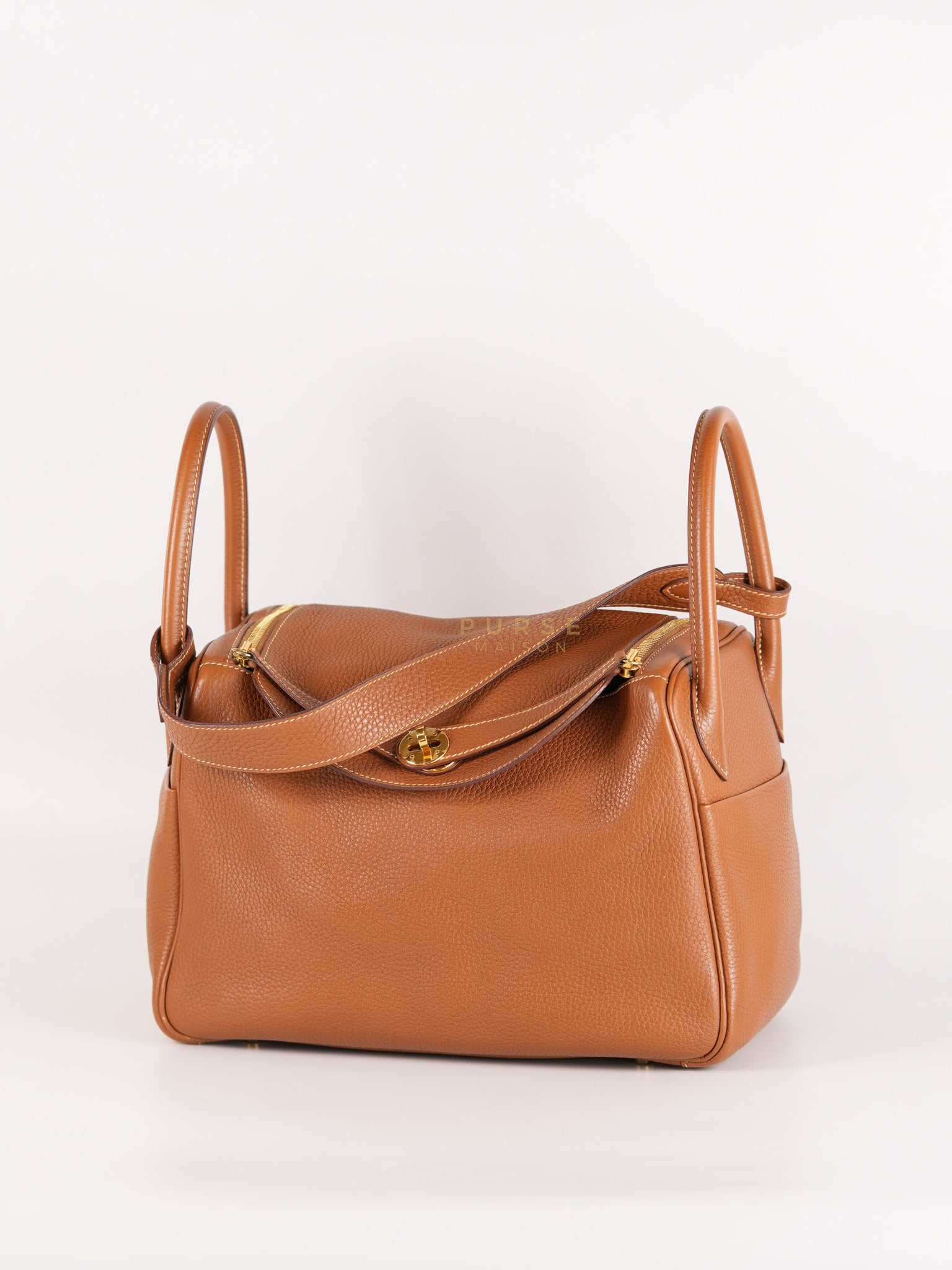 Lindy 30 in Gold Clemence Leather Gold Hardware Stamp A(2017) | Purse Maison Luxury Bags Shop