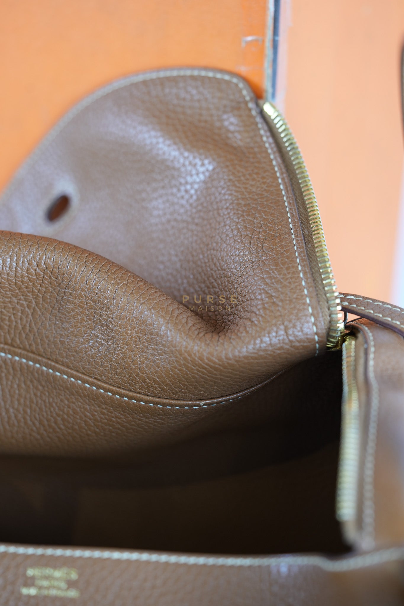 Lindy 30 in Gold Clemence Leather Gold Hardware Stamp A(2017) | Purse Maison Luxury Bags Shop