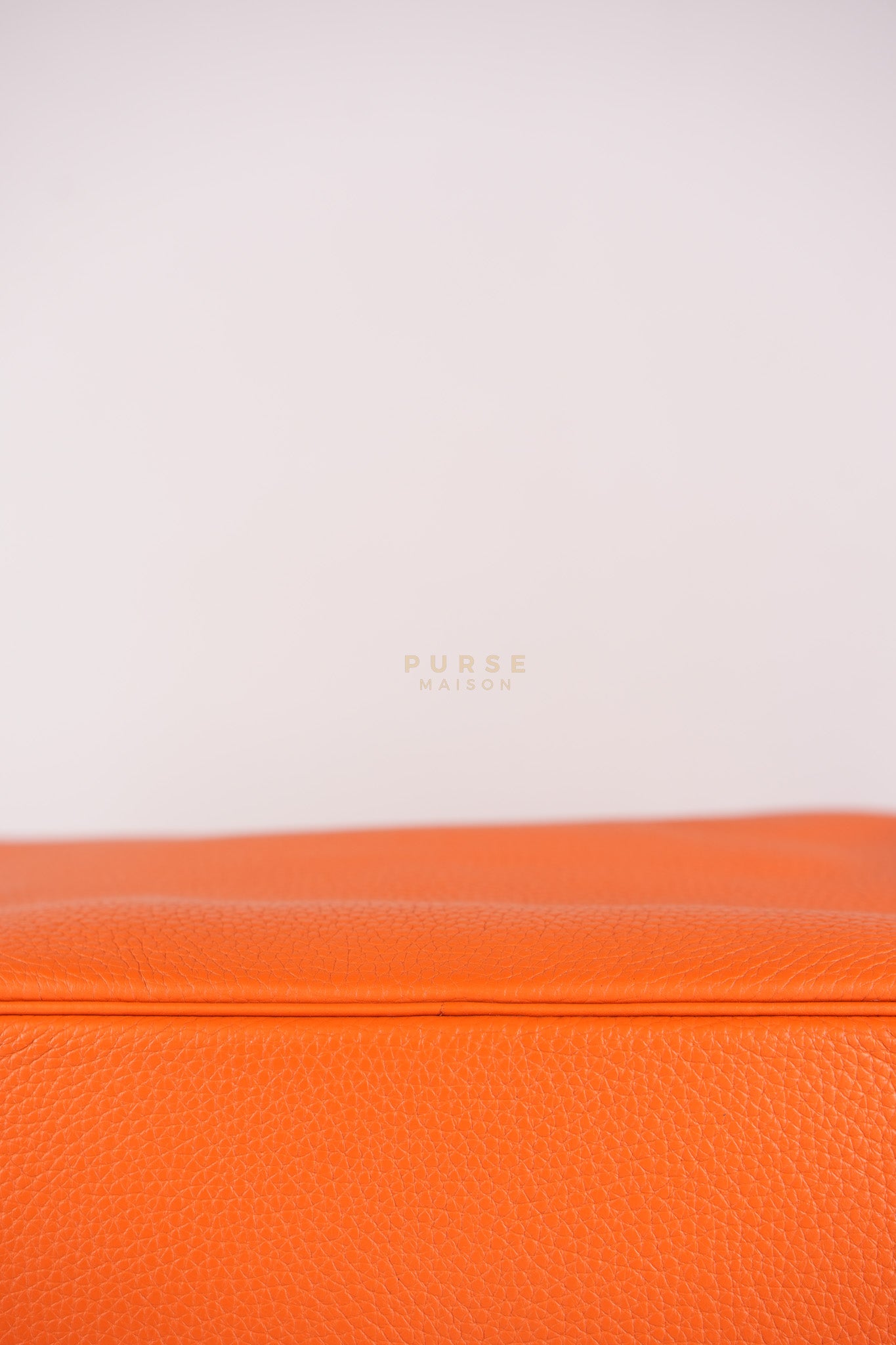 Lindy 36 in Feu (Orange) Clemence Leather and Palladium Hardware Stamp Square R (2014) | Purse Maison Luxury Bags Shop