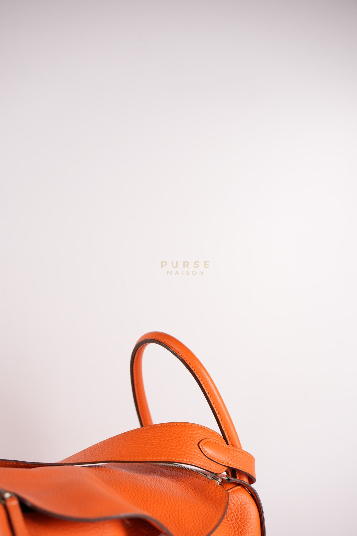 Lindy 36 in Feu (Orange) Clemence Leather and Palladium Hardware Stamp Square R (2014) | Purse Maison Luxury Bags Shop