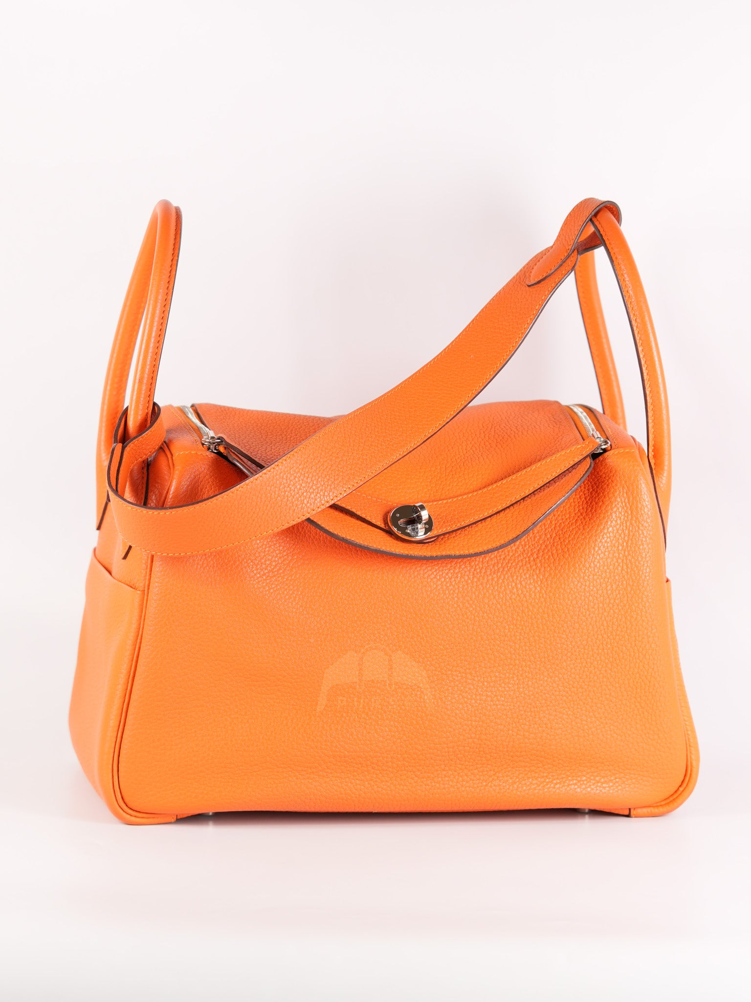Lindy 34 in Orange Clemence Leather Palladium Hardware Stamp T(2015) | Purse Maison Luxury Bags Shop