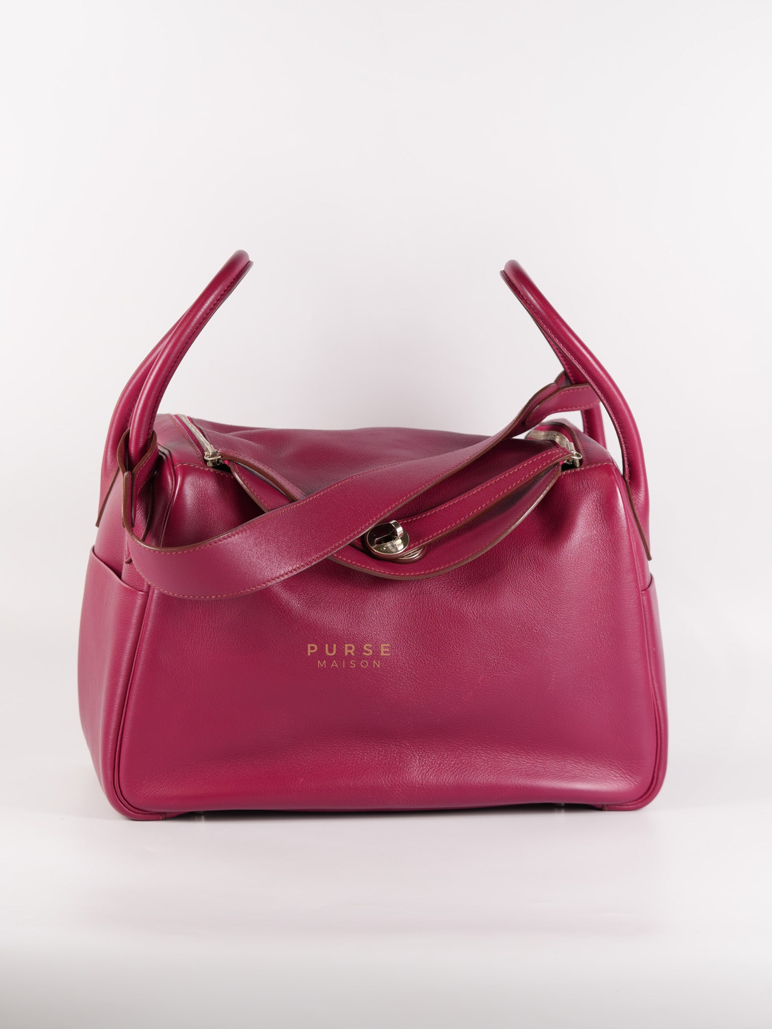 Lindy 34 in Vibrant Magenta Swift Leather & Palladium Hardware Stamp Square O (2011) | Purse Maison Luxury Bags Shop